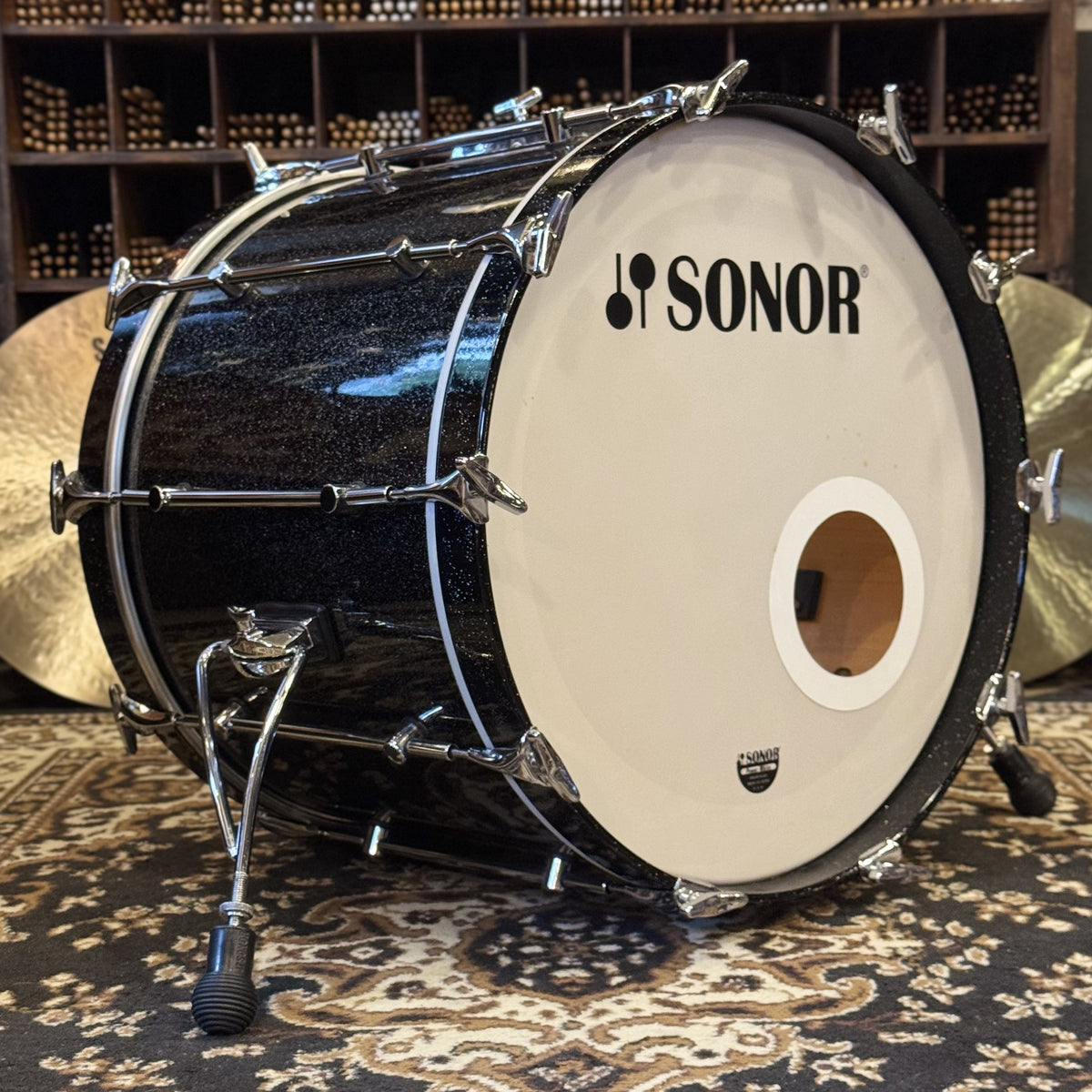 VINTAGE 1980's Sonor 16x20 Hilite Bass Drum in Black Diamond