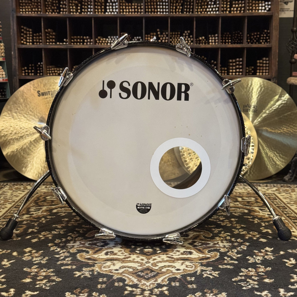 VINTAGE 1980's Sonor 16x20 Hilite Bass Drum in Black Diamond