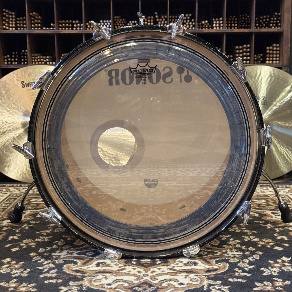VINTAGE 1980's Sonor 16x20 Hilite Bass Drum in Black Diamond