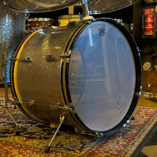 VINTAGE 1960's Duplex Drum Set in Silver Glass Glitter - 14x20, 8x12, 9x13, 16x16