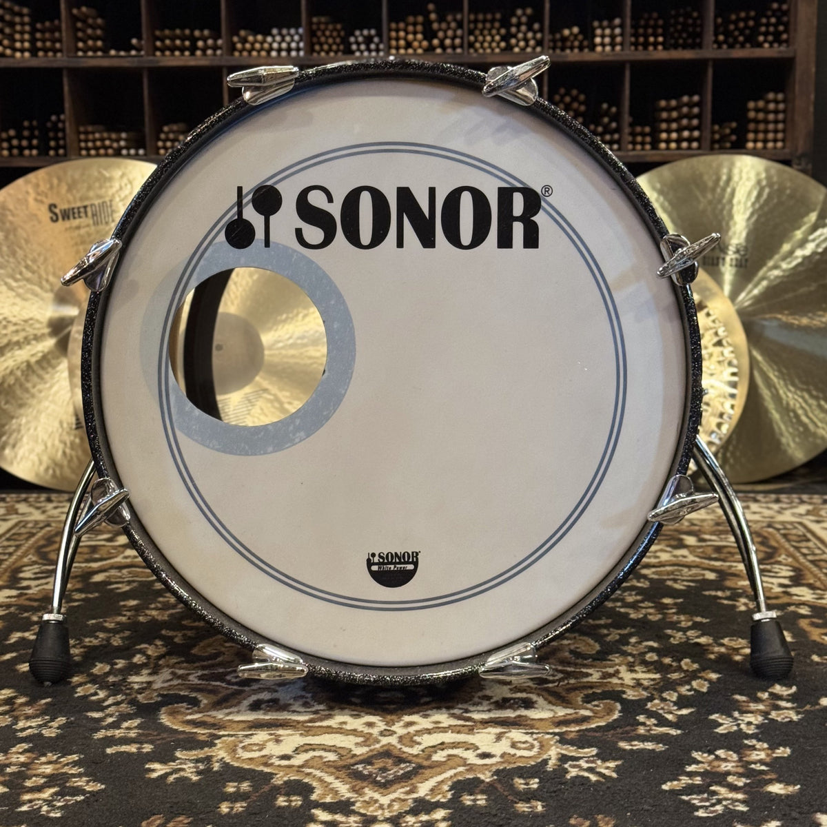 VINTAGE 1980's Sonor 17x22 Hilite Bass Drum in Black Diamond