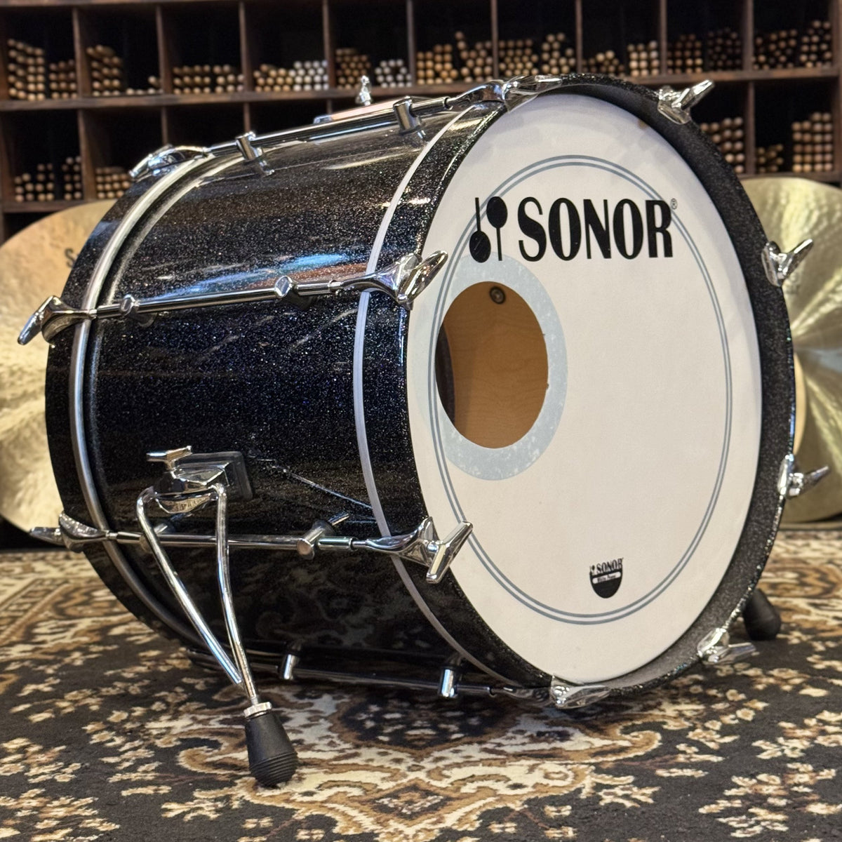 VINTAGE 1980's Sonor 17x22 Hilite Bass Drum in Black Diamond