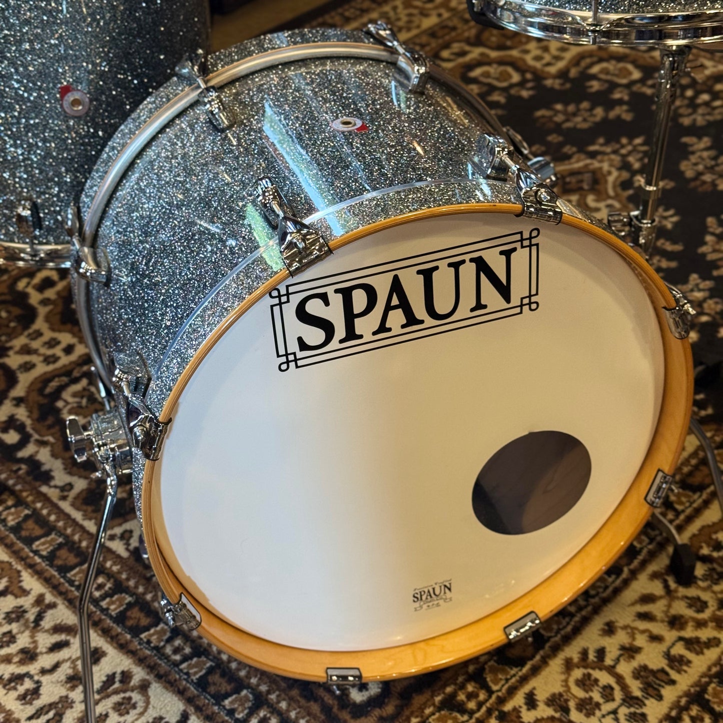 USED Barton Landrum Series Drum Set in Blue Sparkle - 14x20, 8x12, 14x14