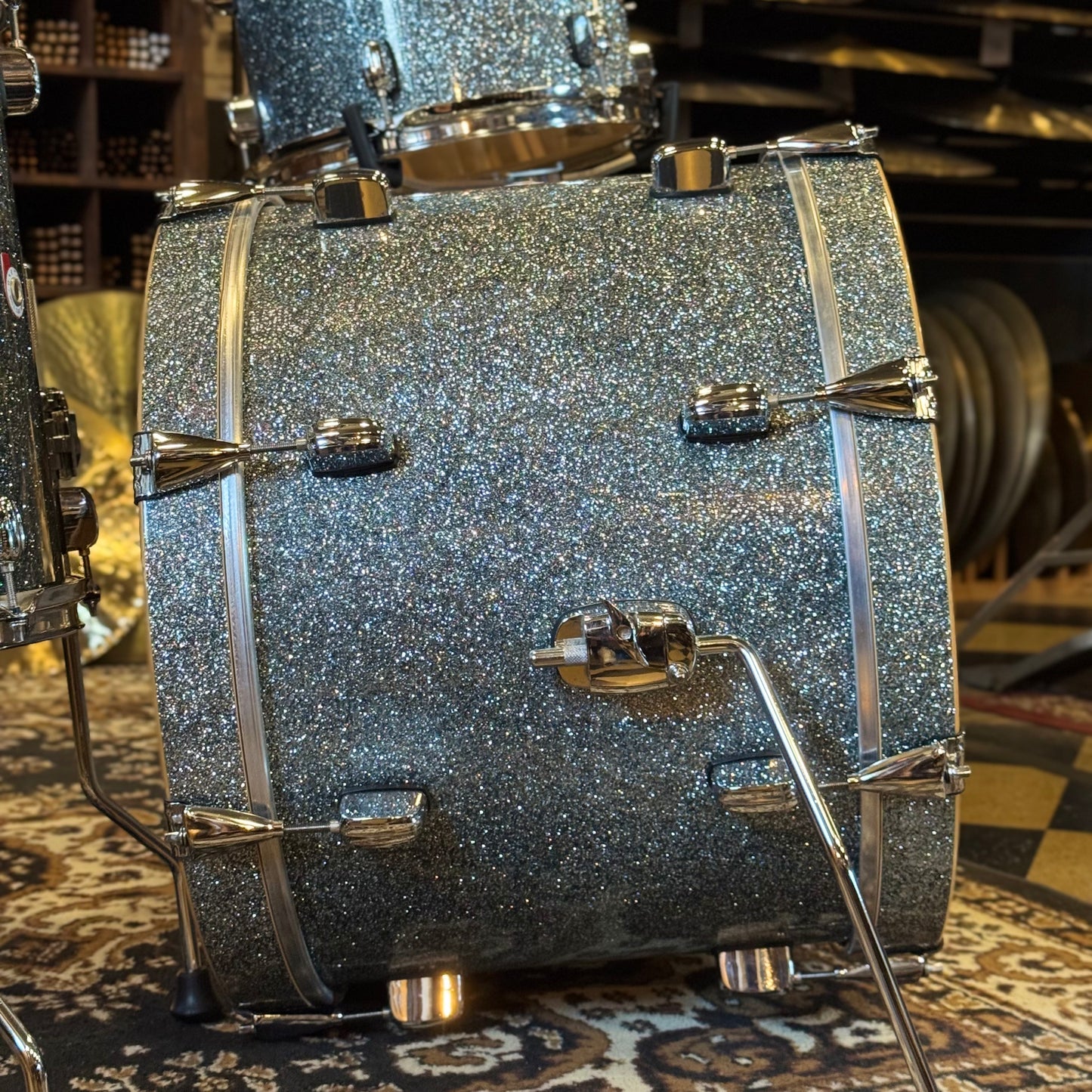 USED Barton Landrum Series Drum Set in Blue Sparkle - 14x20, 8x12, 14x14
