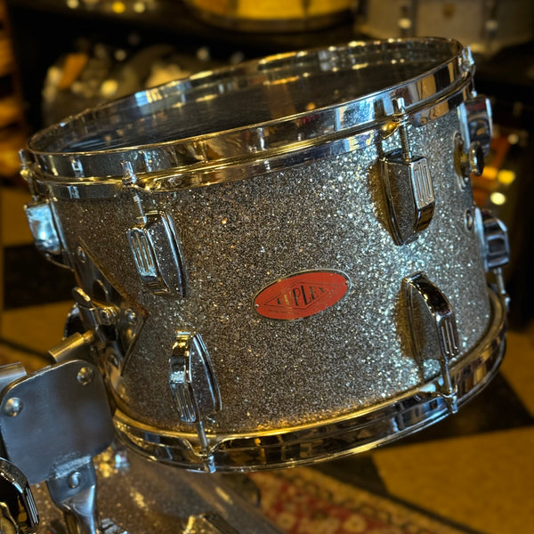 VINTAGE 1960's Duplex Drum Set in Silver Glass Glitter - 14x20, 8x12, 9x13, 16x16