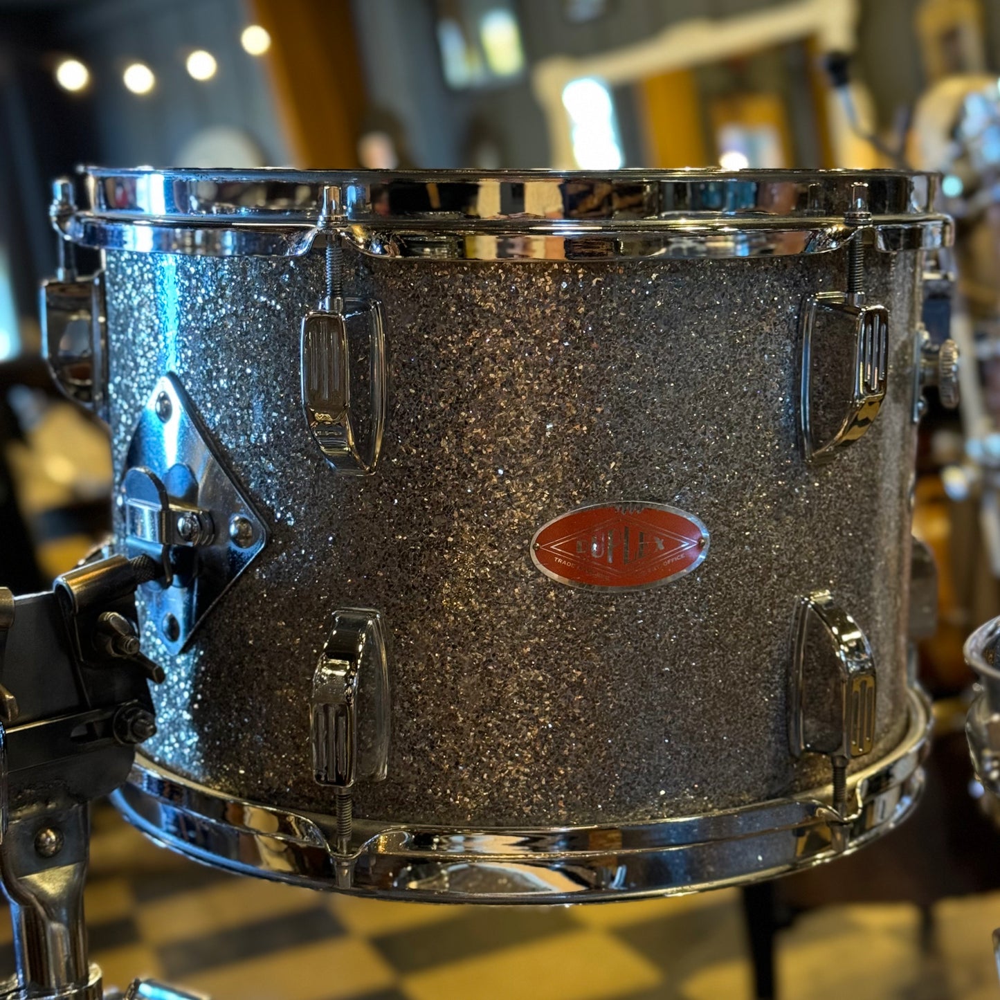 VINTAGE 1960's Duplex Drum Set in Silver Glass Glitter - 14x20, 8x12, 9x13, 16x16