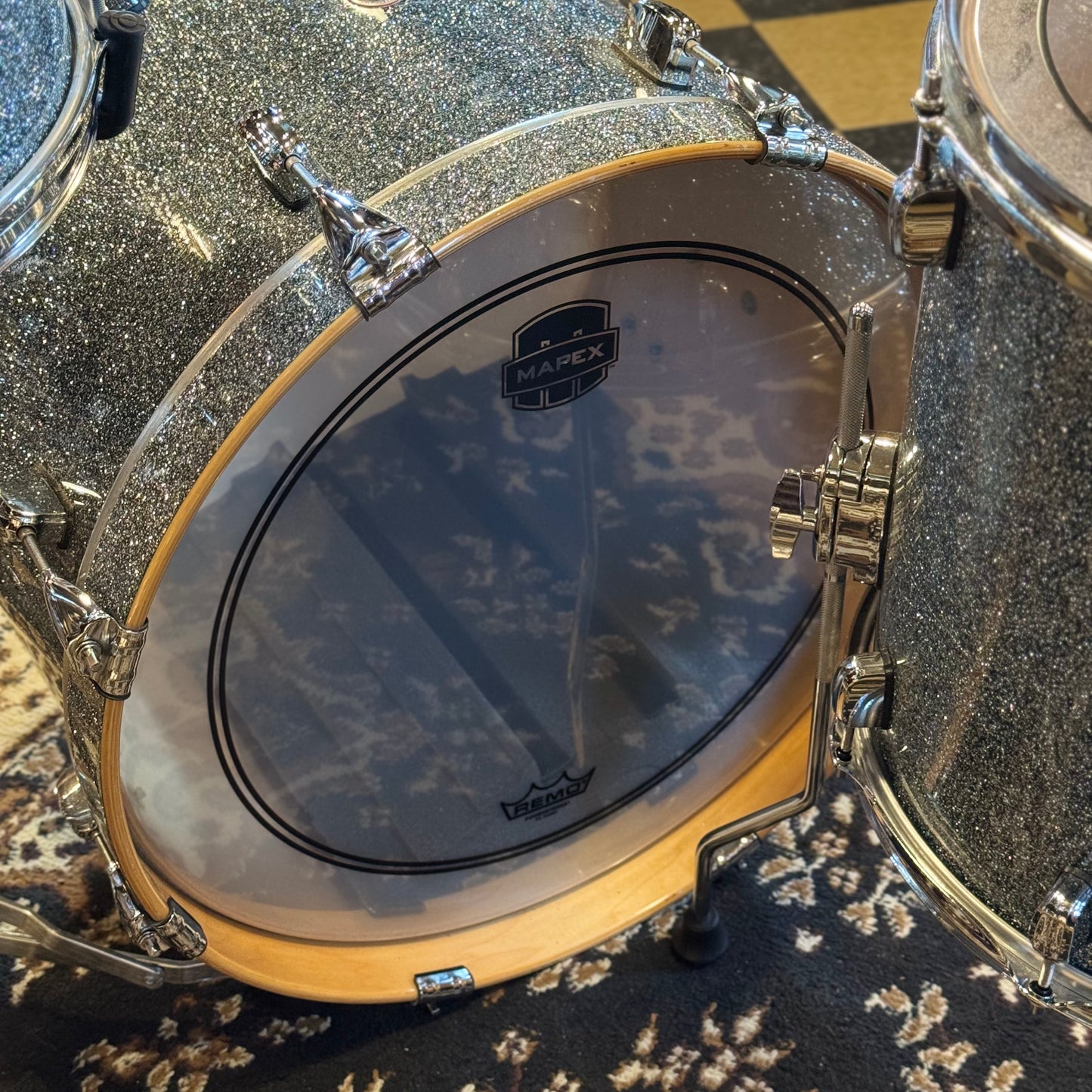 USED Barton Landrum Series Drum Set in Blue Sparkle - 14x20, 8x12, 14x14