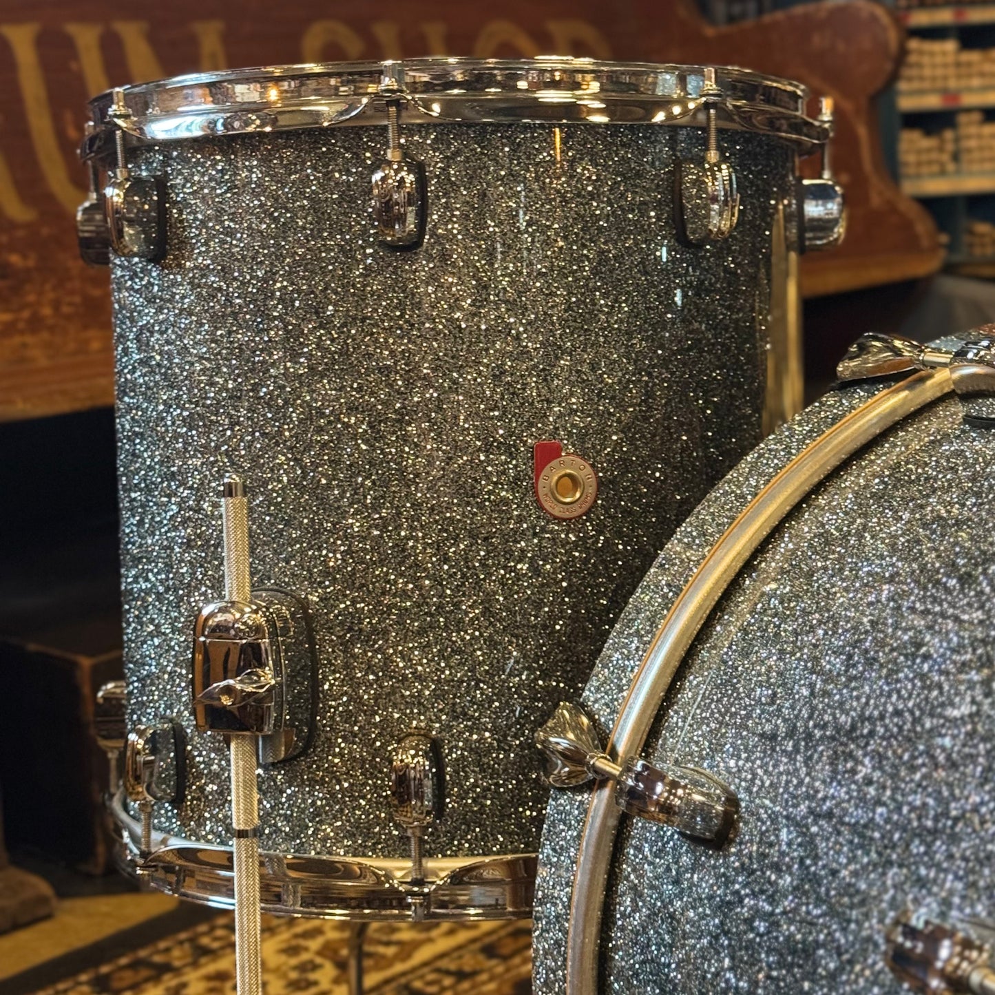USED Barton Landrum Series Drum Set in Blue Sparkle - 14x20, 8x12, 14x14