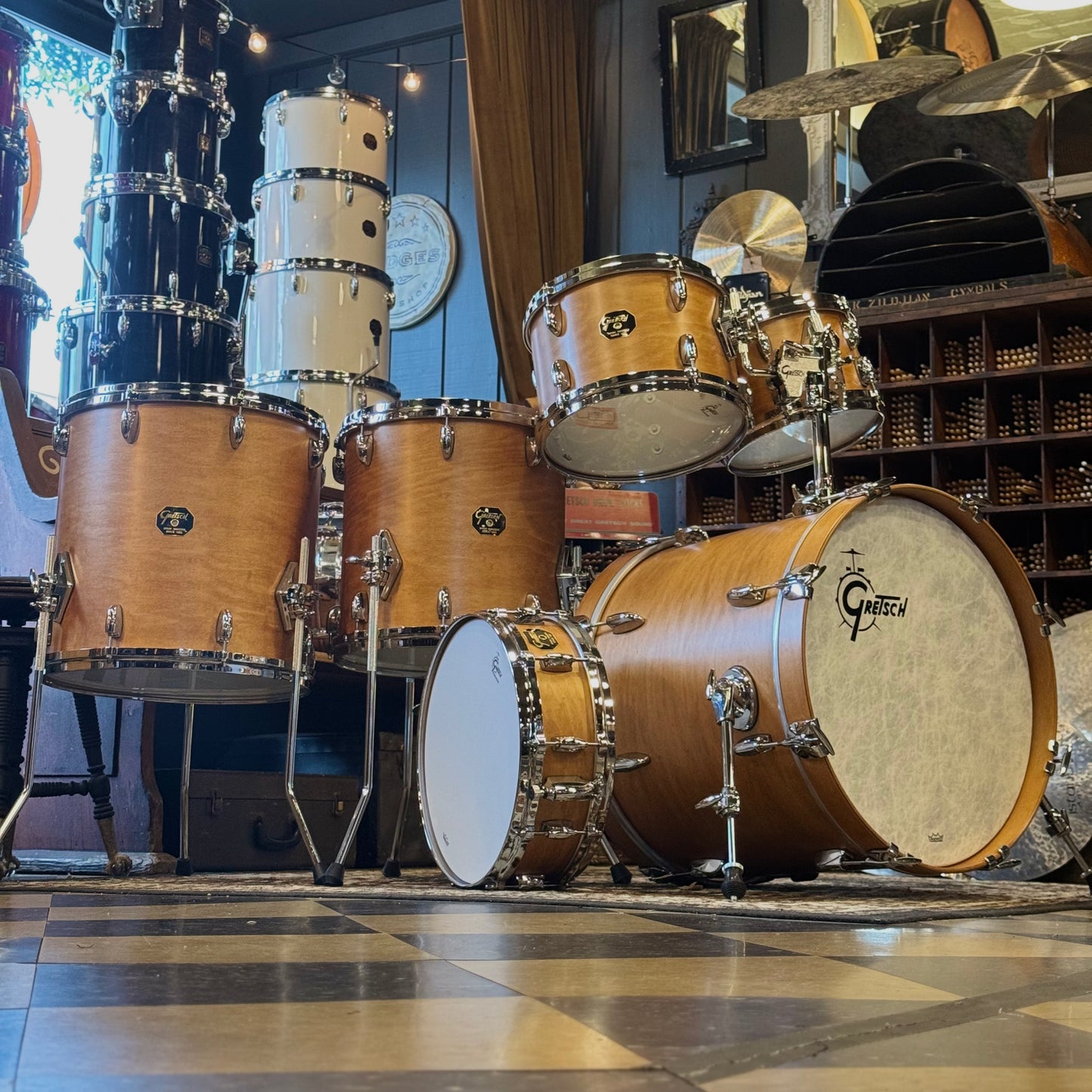 (Custom Order) Gretsch USA Custom in Satin Classic Maple w/ Stop Sign Badges