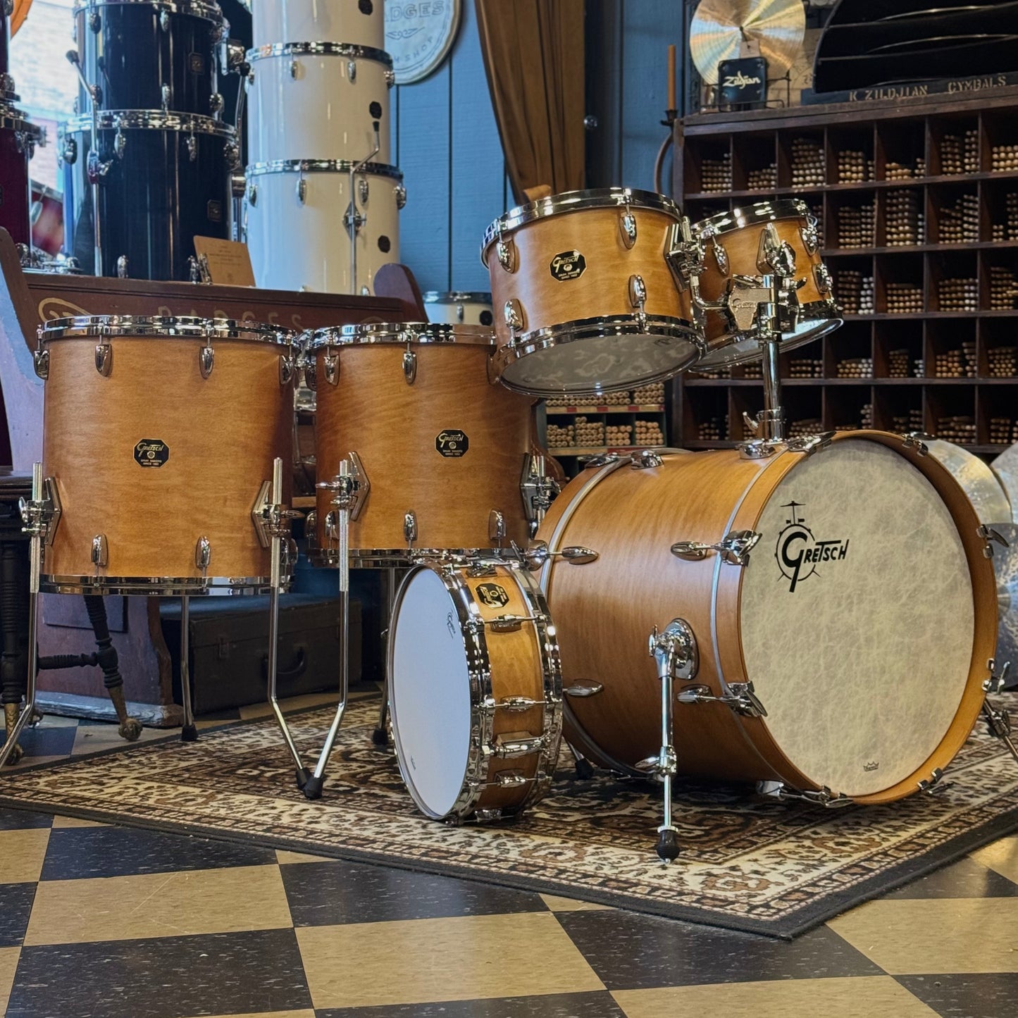 (Custom Order) Gretsch USA Custom in Satin Classic Maple w/ Stop Sign Badges