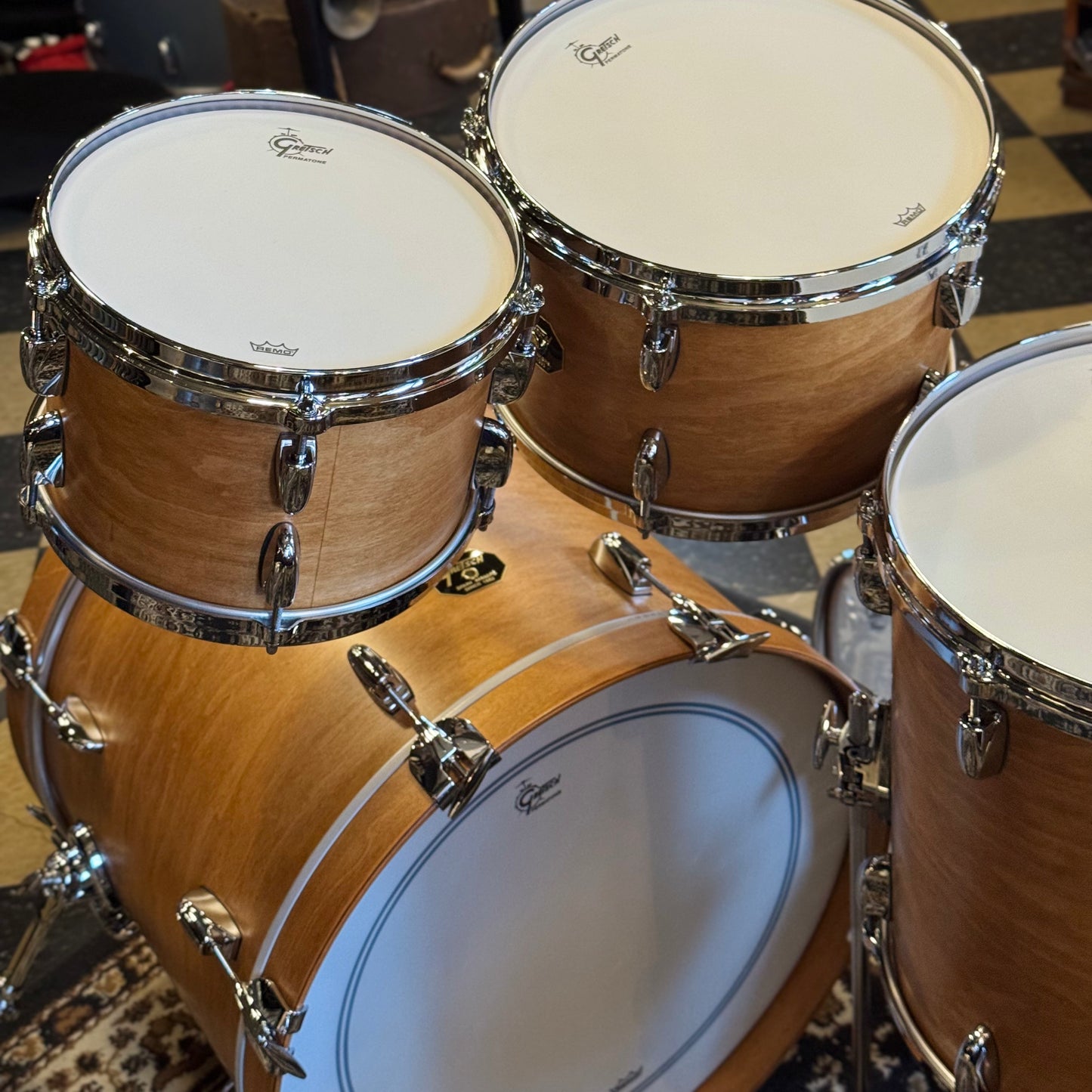 (Custom Order) Gretsch USA Custom in Satin Classic Maple w/ Stop Sign Badges