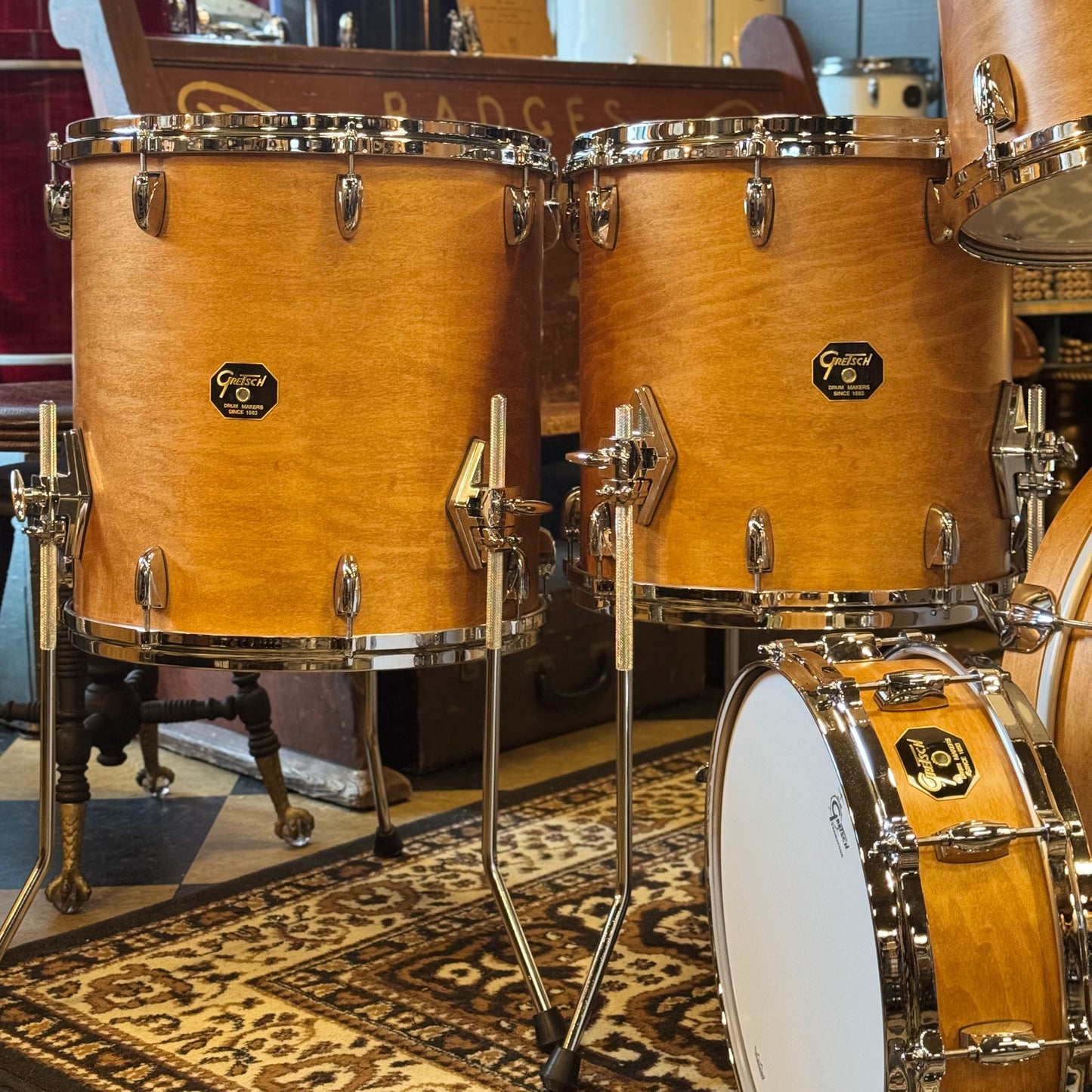 (Custom Order) Gretsch USA Custom in Satin Classic Maple w/ Stop Sign Badges