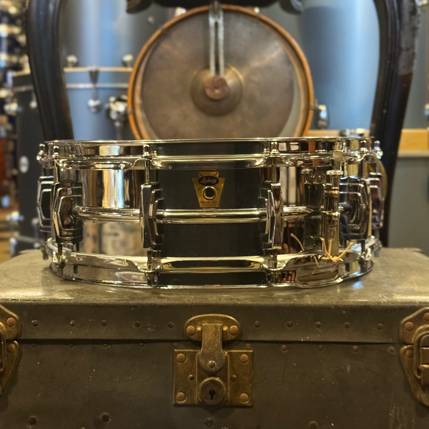 VINTAGE 1950's Ludwig Transition Badge 5x14 Super Ludwig Chrome over Brass Supraphonic