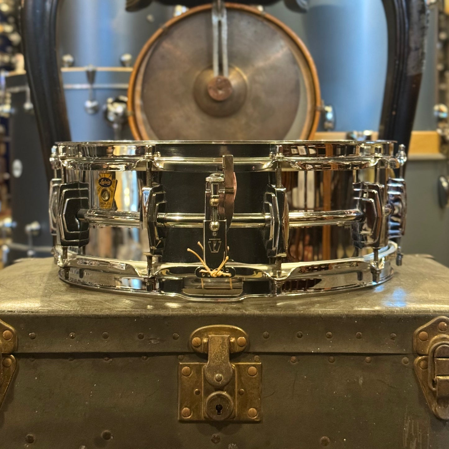 VINTAGE 1950's Ludwig Transition Badge 5x14 Super Ludwig Chrome over Brass Supraphonic