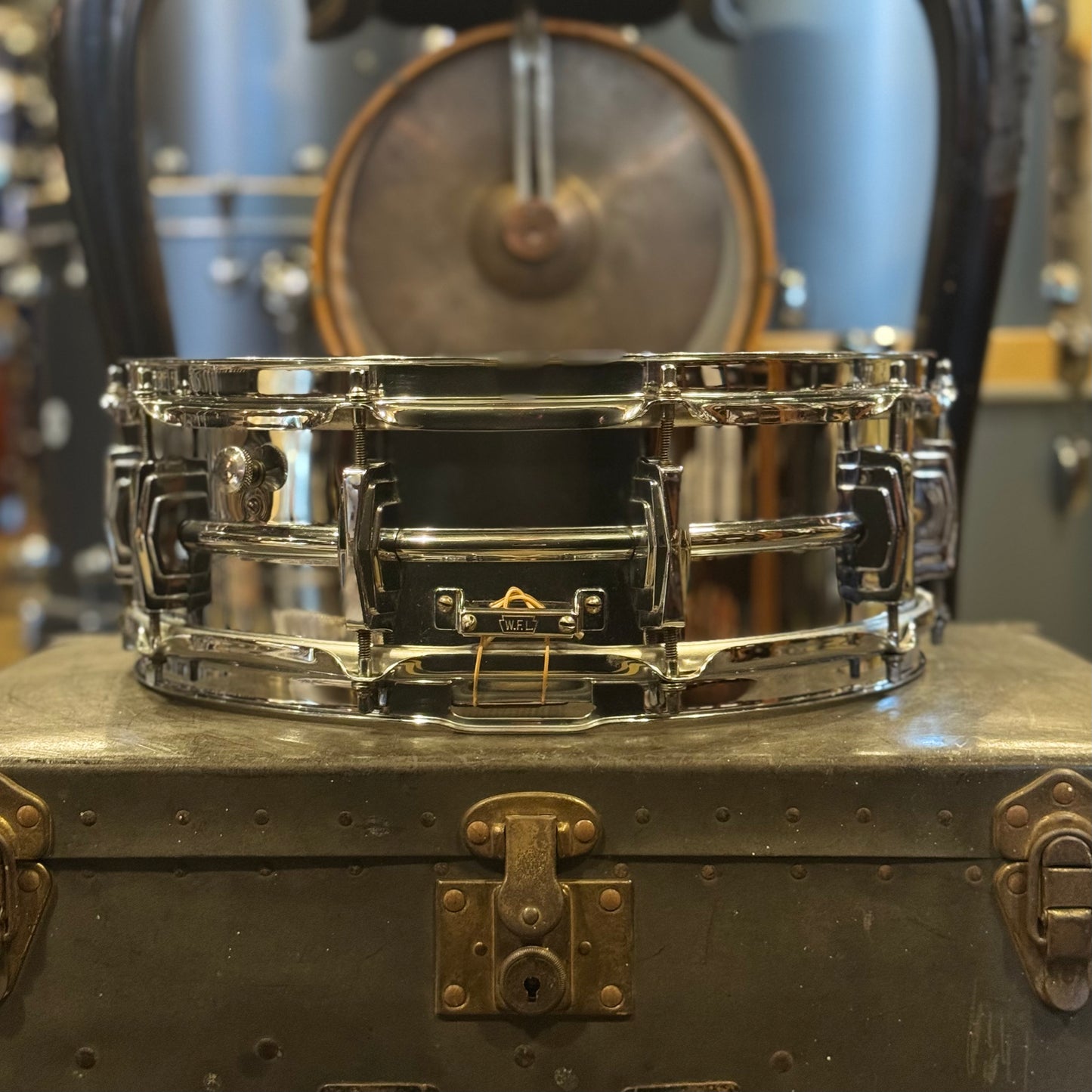 VINTAGE 1950's Ludwig Transition Badge 5x14 Super Ludwig Chrome over Brass Supraphonic