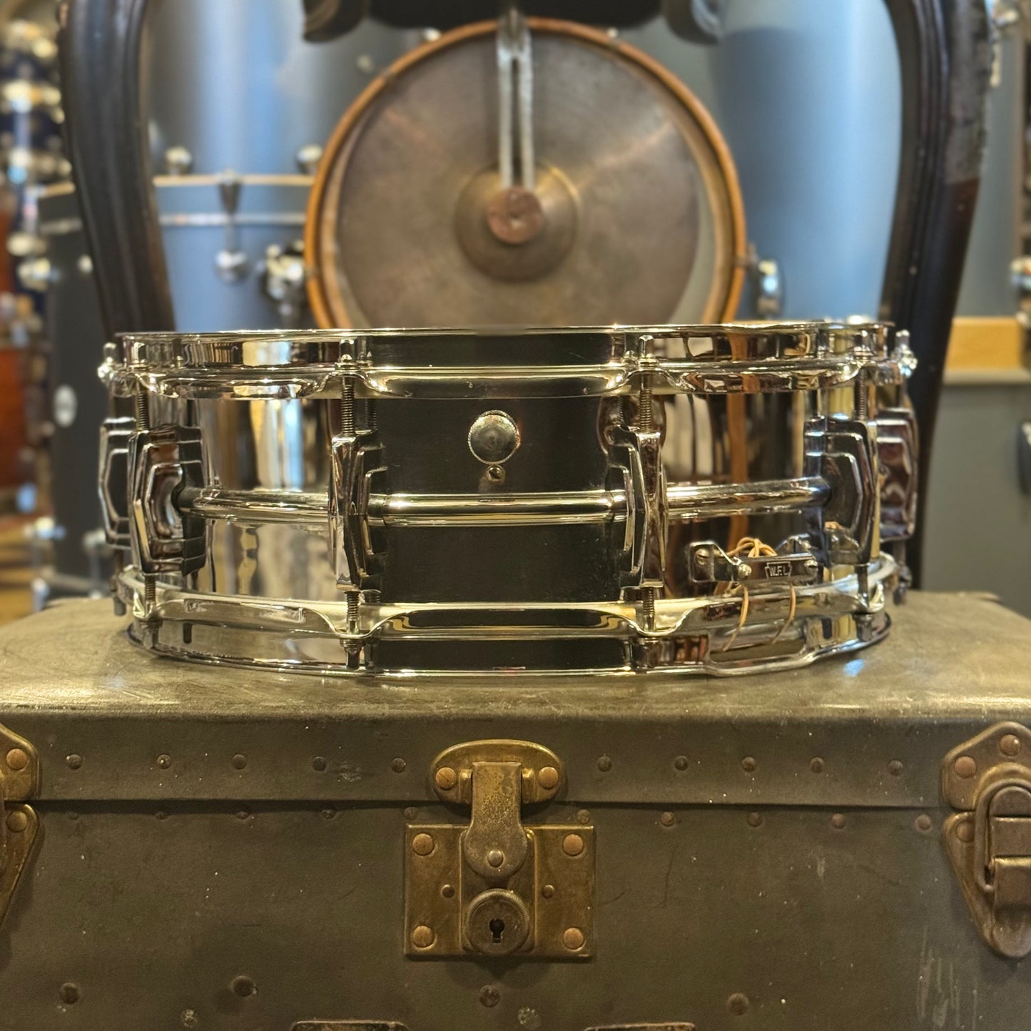 VINTAGE 1950's Ludwig Transition Badge 5x14 Super Ludwig Chrome over Brass Supraphonic