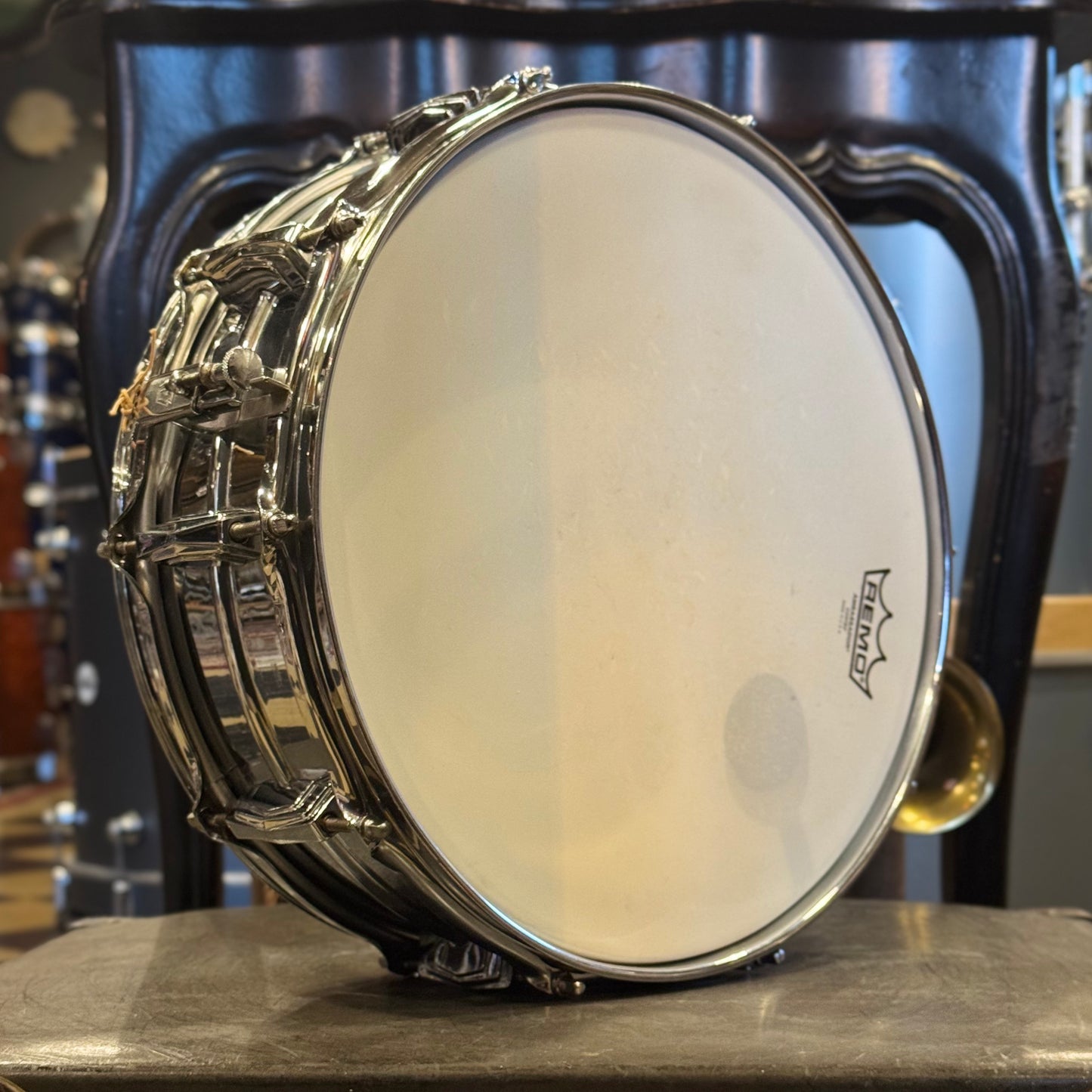 VINTAGE 1950's Ludwig Transition Badge 5x14 Super Ludwig Chrome over Brass Supraphonic