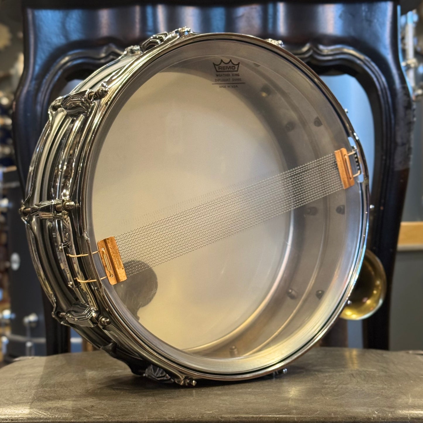 VINTAGE 1950's Ludwig Transition Badge 5x14 Super Ludwig Chrome over Brass Supraphonic