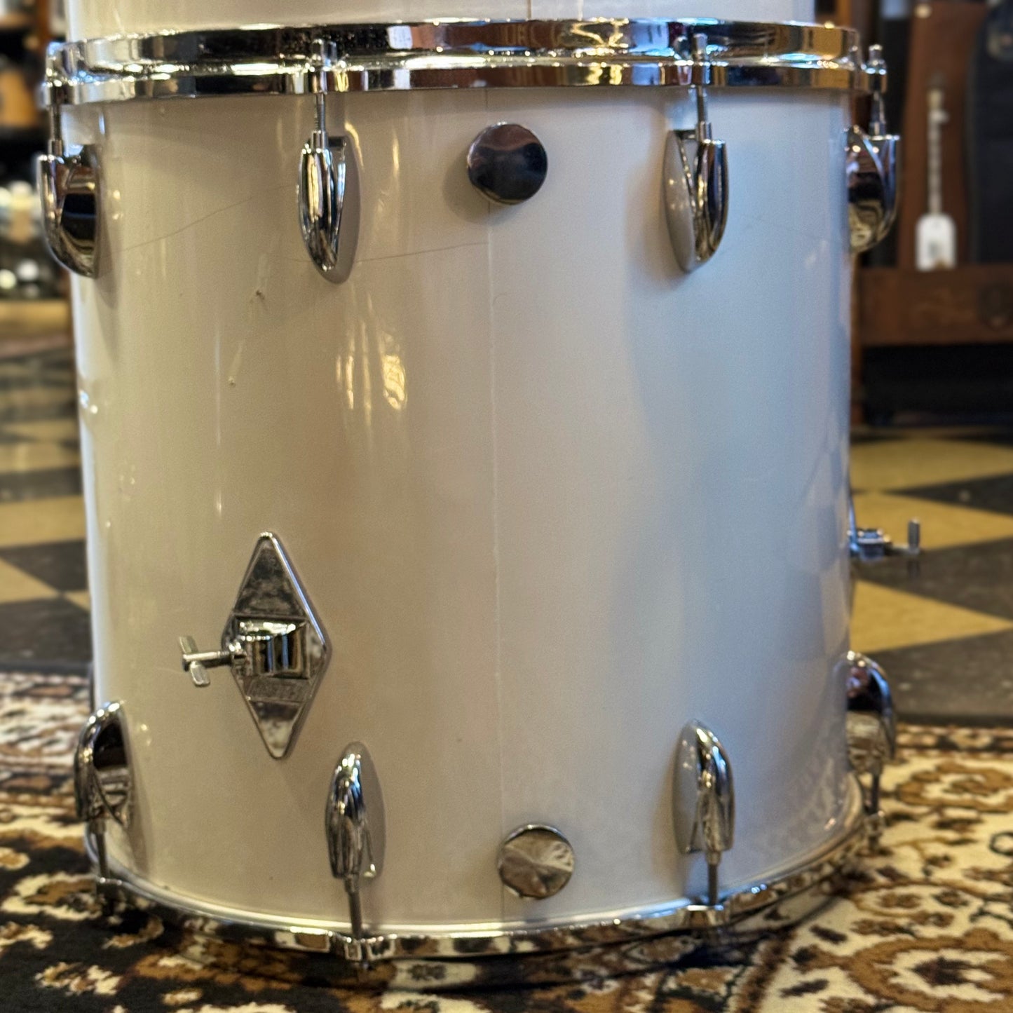 VINTAGE 1970's Gretsch Stop Sign Badge Concert Tom Kit in White Nitron - 14x24, 5x8, 6x10, 8x12, 9x13, 10x14, 12x15, 16x16