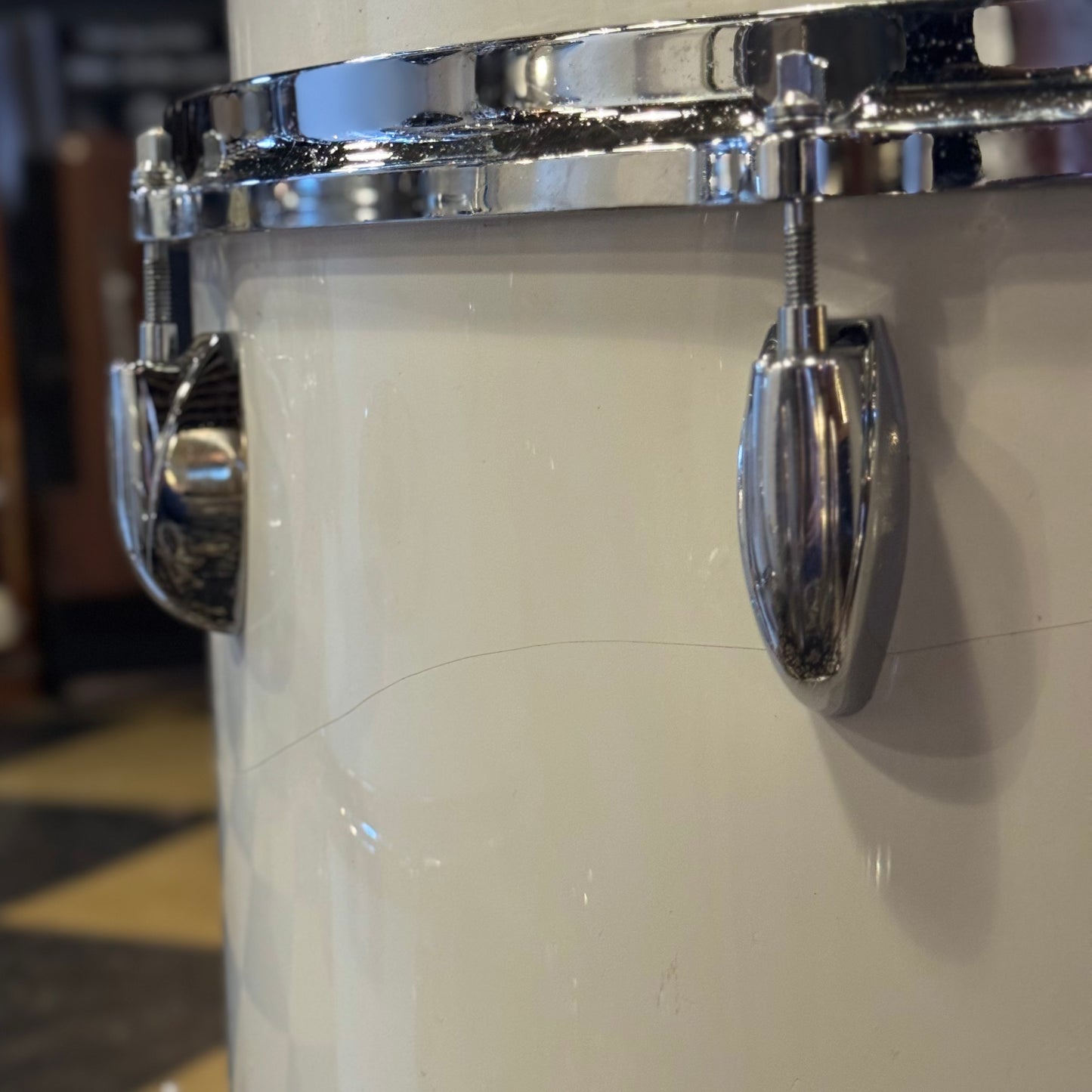 VINTAGE 1970's Gretsch Stop Sign Badge Concert Tom Kit in White Nitron - 14x24, 5x8, 6x10, 8x12, 9x13, 10x14, 12x15, 16x16