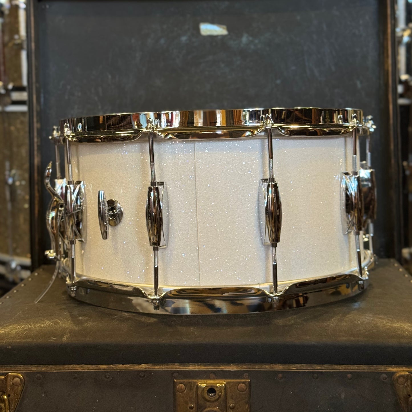 NEW Gretsch 6.5x14 Broadkaster Snare Drum in White Glass Glitter w/ Tone Control
