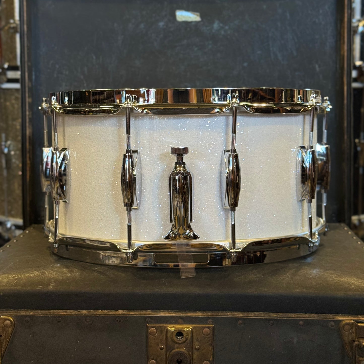NEW Gretsch 6.5x14 Broadkaster Snare Drum in White Glass Glitter w/ Tone Control