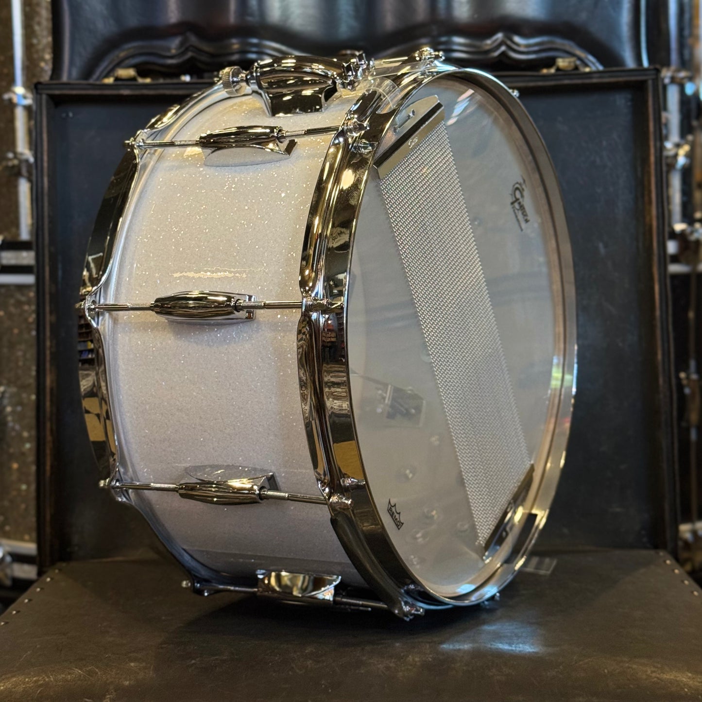 NEW Gretsch 6.5x14 Broadkaster Snare Drum in White Glass Glitter w/ Tone Control