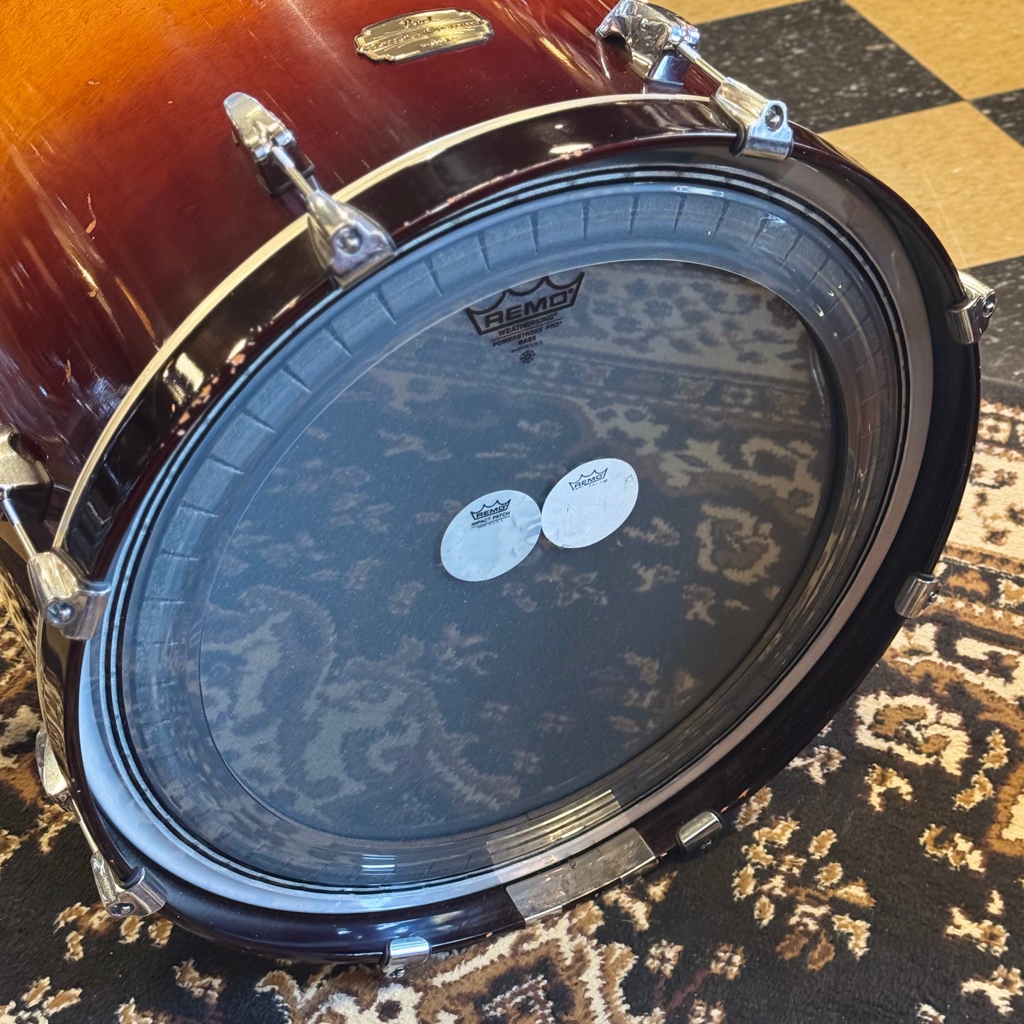 USED 2000's Pearl Session Custom Drumset in Two Tone Sunburst - 18x22, 8x10, 9x12, 11x14