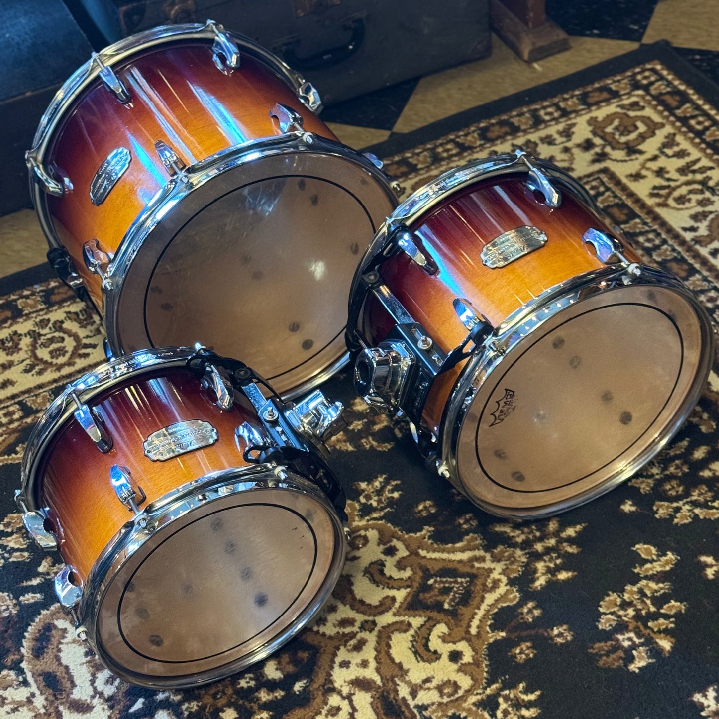 USED 2000's Pearl Session Custom Drumset in Two Tone Sunburst - 18x22, 8x10, 9x12, 11x14