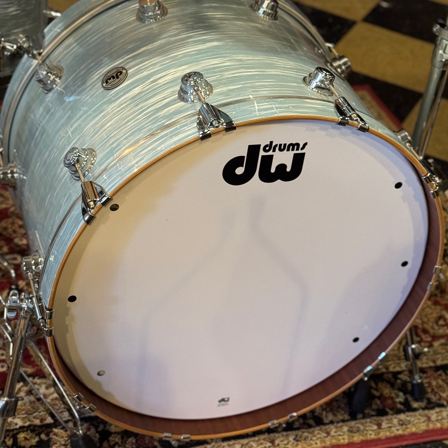 USED DW Collectors Series in Pale Blue Oyster (Birch Toms, Maple/Mahogany Bass Drum) - 16x24, 8x10, 9x12, 14x14, 16x16