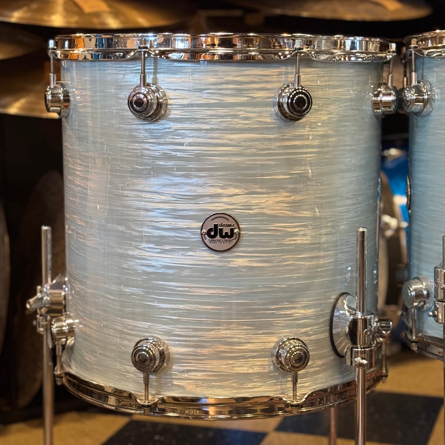 USED DW Collectors Series in Pale Blue Oyster (Birch Toms, Maple/Mahogany Bass Drum) - 16x24, 8x10, 9x12, 14x14, 16x16