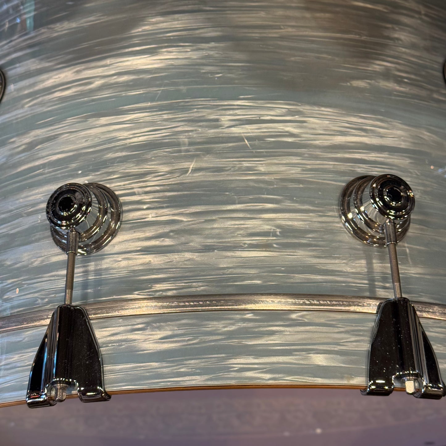 USED DW Collectors Series in Pale Blue Oyster (Birch Toms, Maple/Mahogany Bass Drum) - 16x24, 8x10, 9x12, 14x14, 16x16