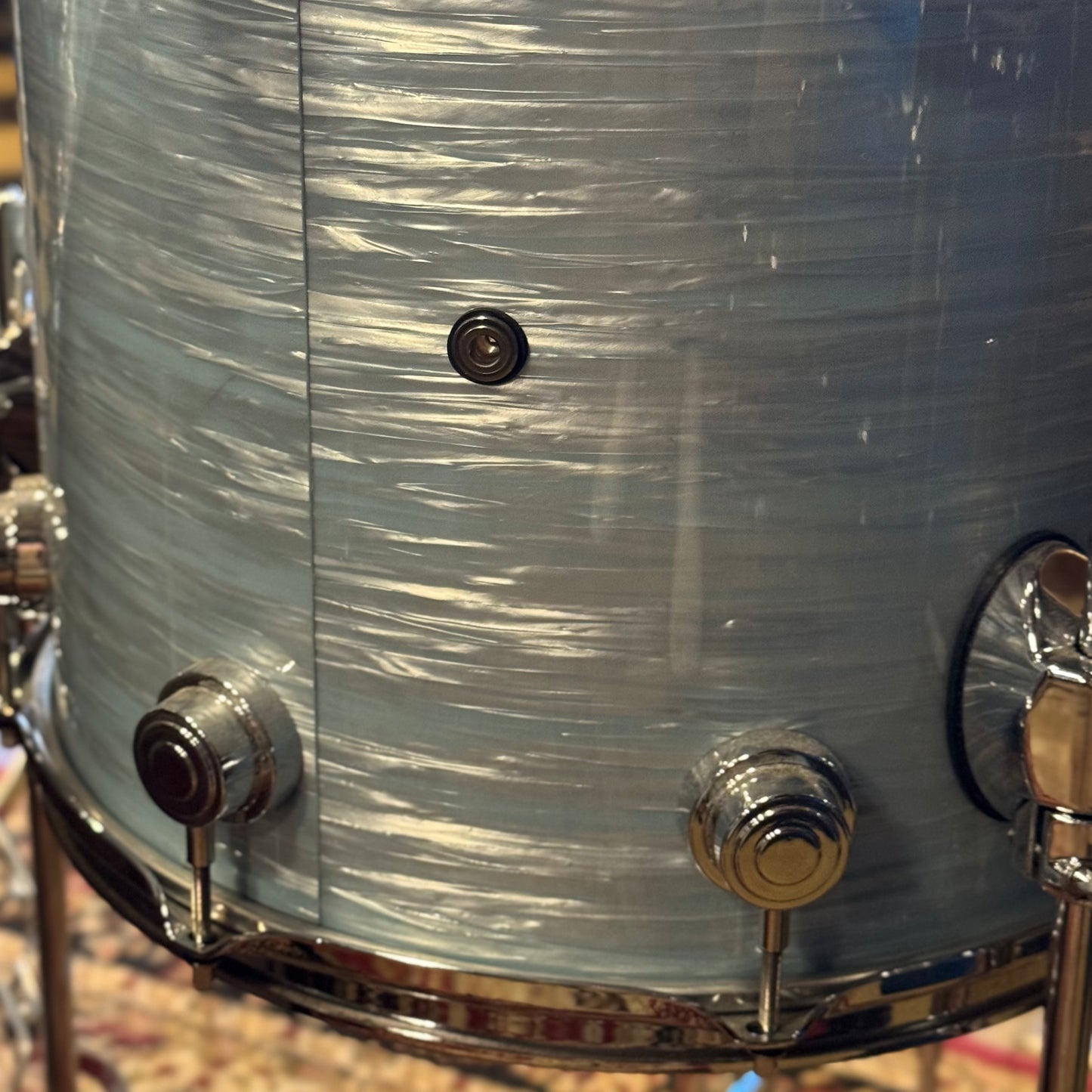 USED DW Collectors Series in Pale Blue Oyster (Birch Toms, Maple/Mahogany Bass Drum) - 16x24, 8x10, 9x12, 14x14, 16x16