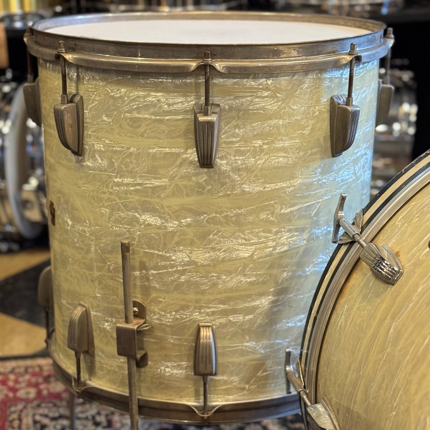VINTAGE 1960's Ludwig Classic Outfit in White Marine Pearl - 14x22, 9x13, 16x16
