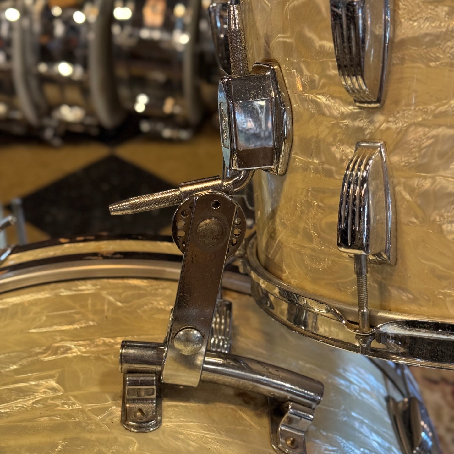 VINTAGE 1960's Ludwig Classic Outfit in White Marine Pearl - 14x22, 9x13, 16x16