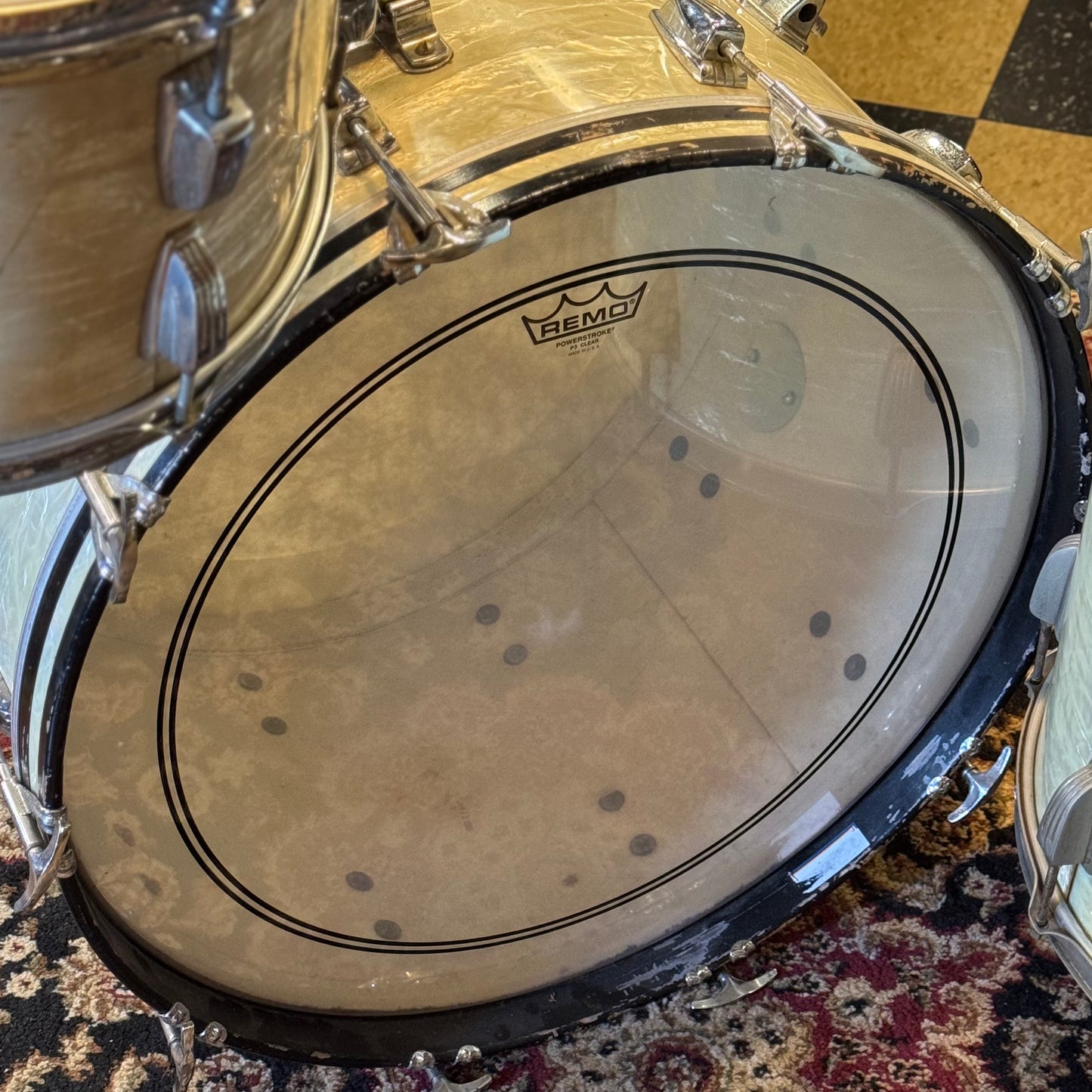 VINTAGE 1960's Ludwig Classic Outfit in White Marine Pearl - 14x22, 9x13, 16x16