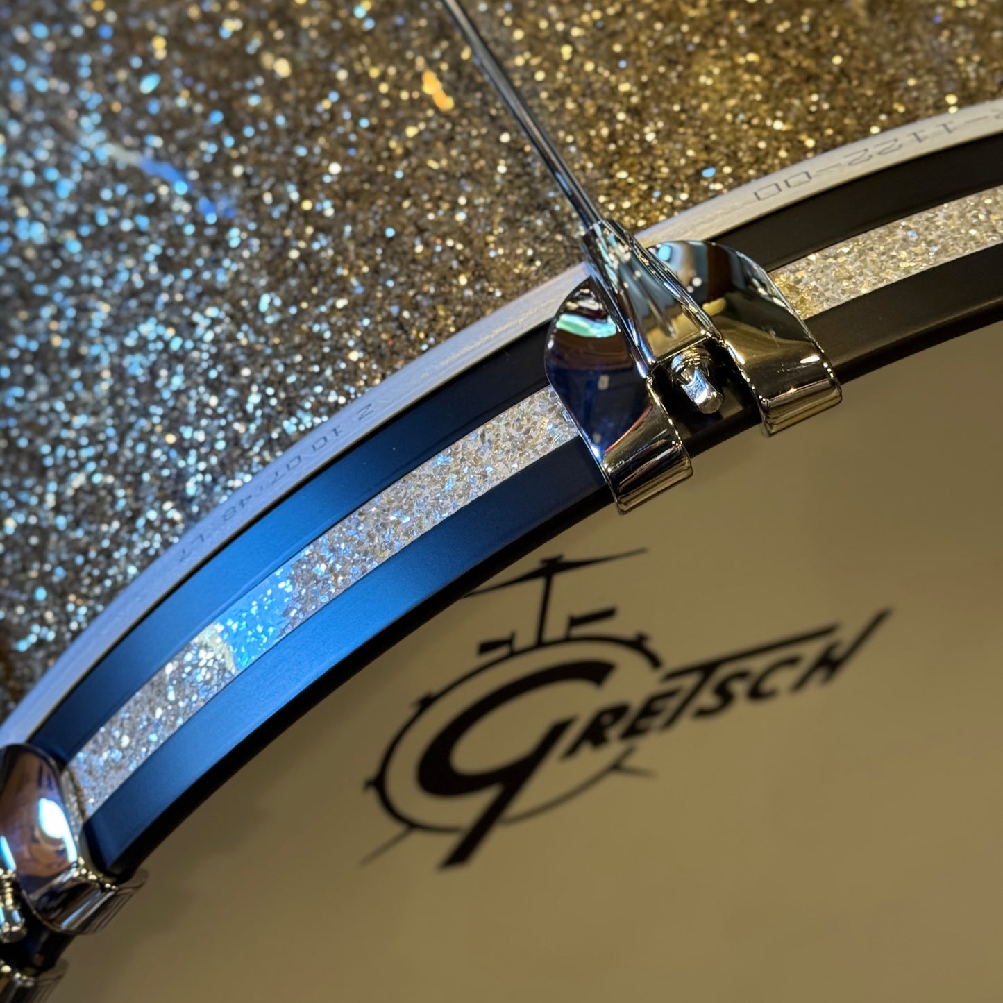 NEW Gretsch USA Custom Heritage Build Drum Set in Ginger Glass Glitter w/ Silver Glass Hoop Inlays - 14x22, 9x13, 16x16