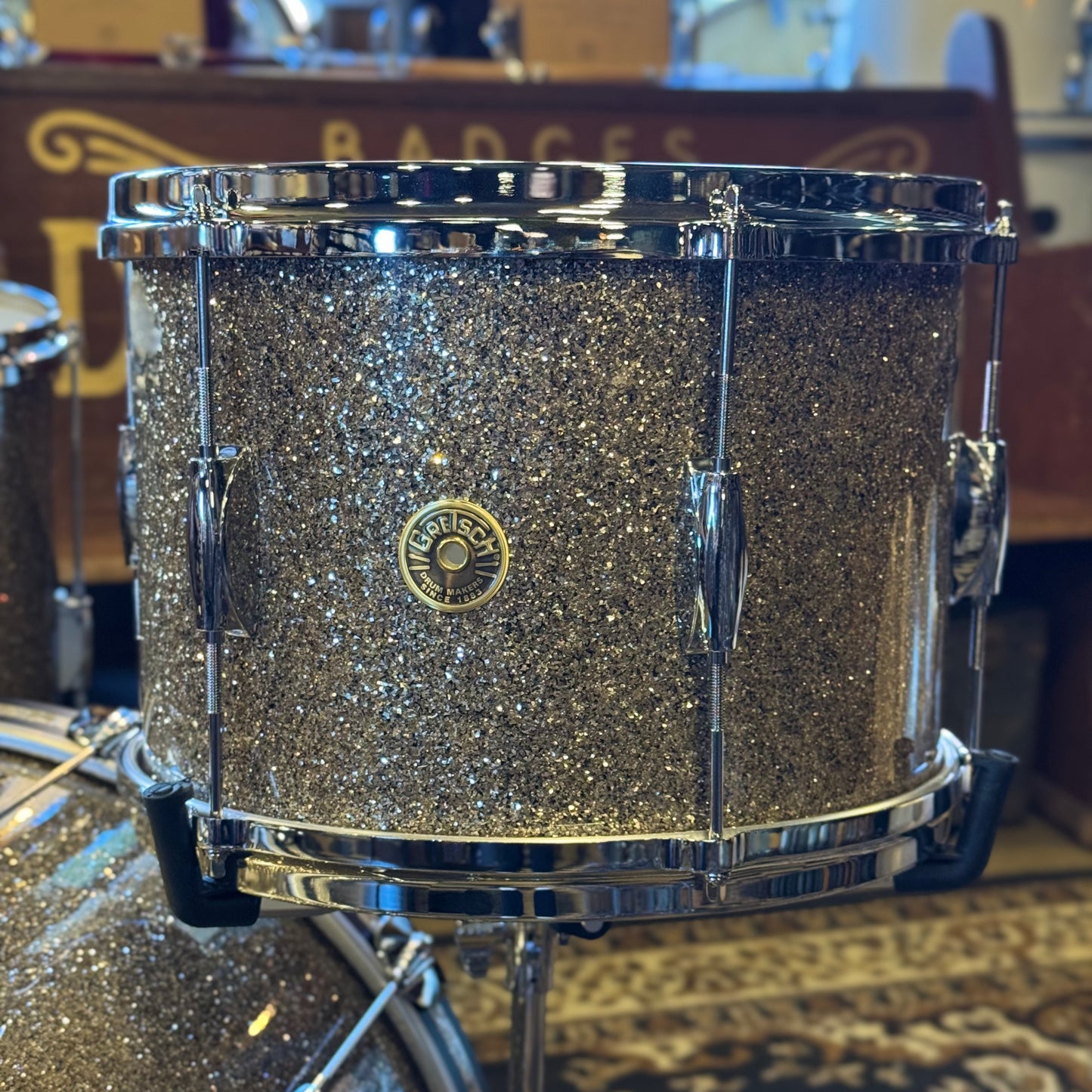 NEW Gretsch USA Custom Heritage Build Drum Set in Ginger Glass Glitter w/ Silver Glass Hoop Inlays - 14x22, 9x13, 16x16