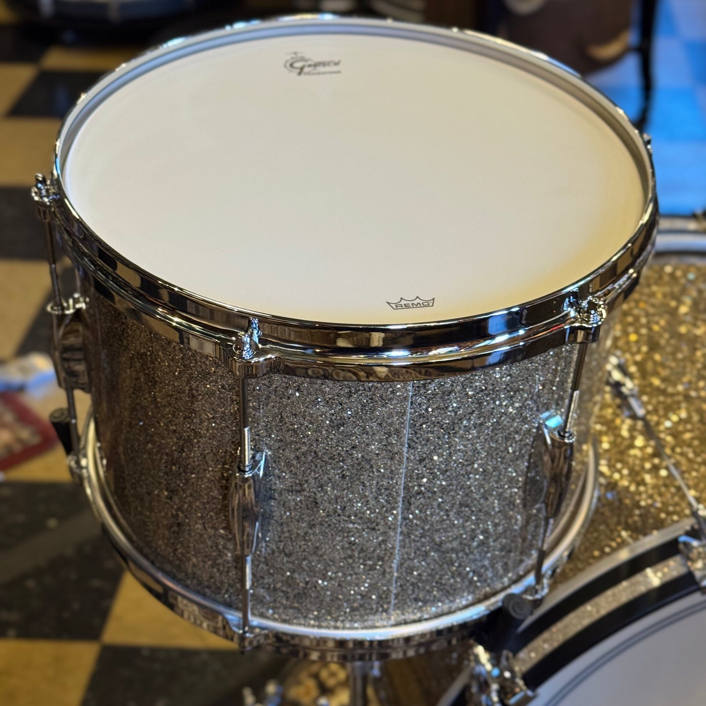 NEW Gretsch USA Custom Heritage Build Drum Set in Ginger Glass Glitter w/ Silver Glass Hoop Inlays - 14x22, 9x13, 16x16