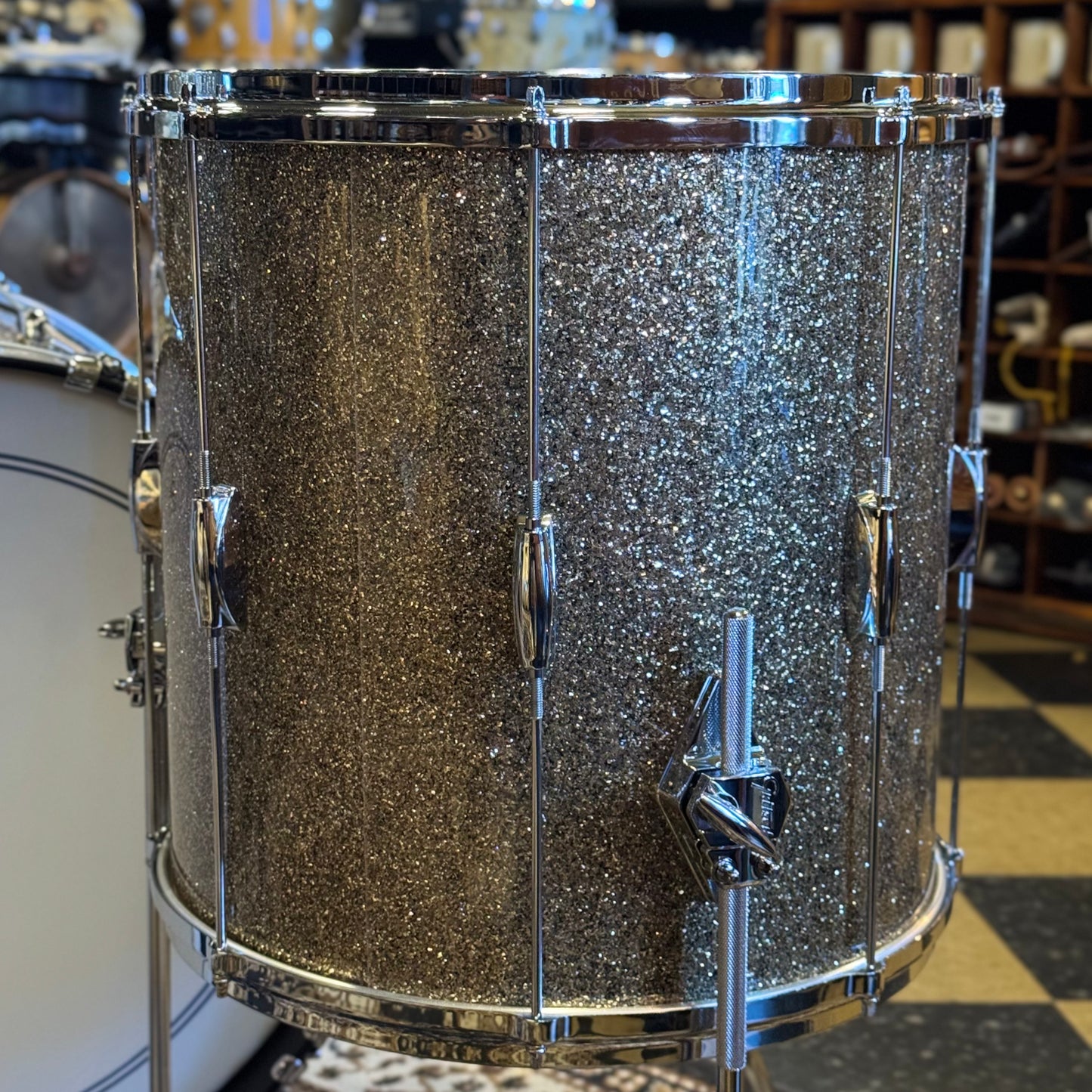 NEW Gretsch USA Custom Heritage Build Drum Set in Ginger Glass Glitter w/ Silver Glass Hoop Inlays - 14x22, 9x13, 16x16