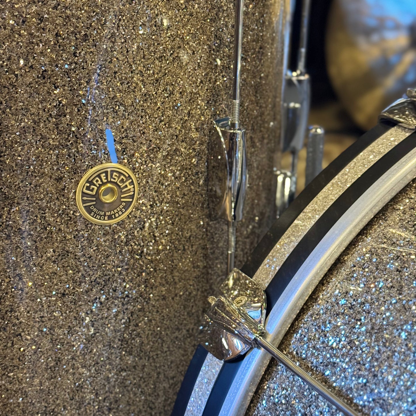 NEW Gretsch USA Custom Heritage Build Drum Set in Ginger Glass Glitter w/ Silver Glass Hoop Inlays - 14x22, 9x13, 16x16
