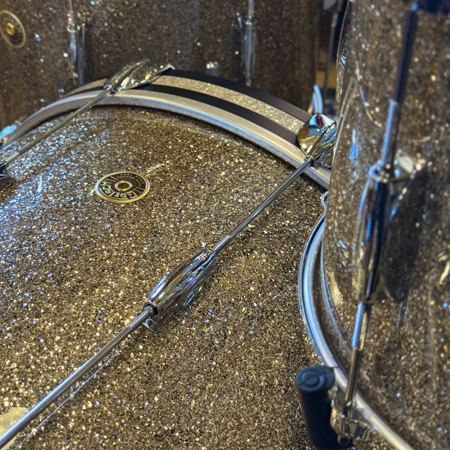 NEW Gretsch USA Custom Heritage Build Drum Set in Ginger Glass Glitter w/ Silver Glass Hoop Inlays - 14x22, 9x13, 16x16