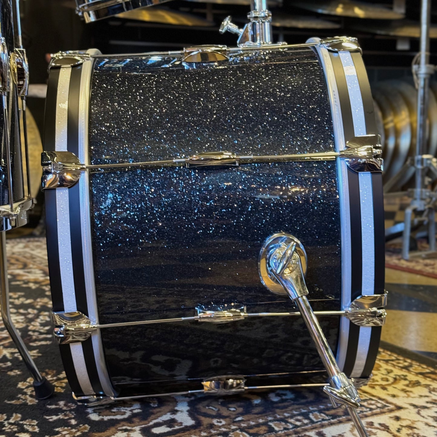 NEW Gretsch Broadkaster Heritage Build Drum Set in Black Glass Glitter w/ White Glass Glitter Hoop Inlays - 14x20, 8x12, 14x14