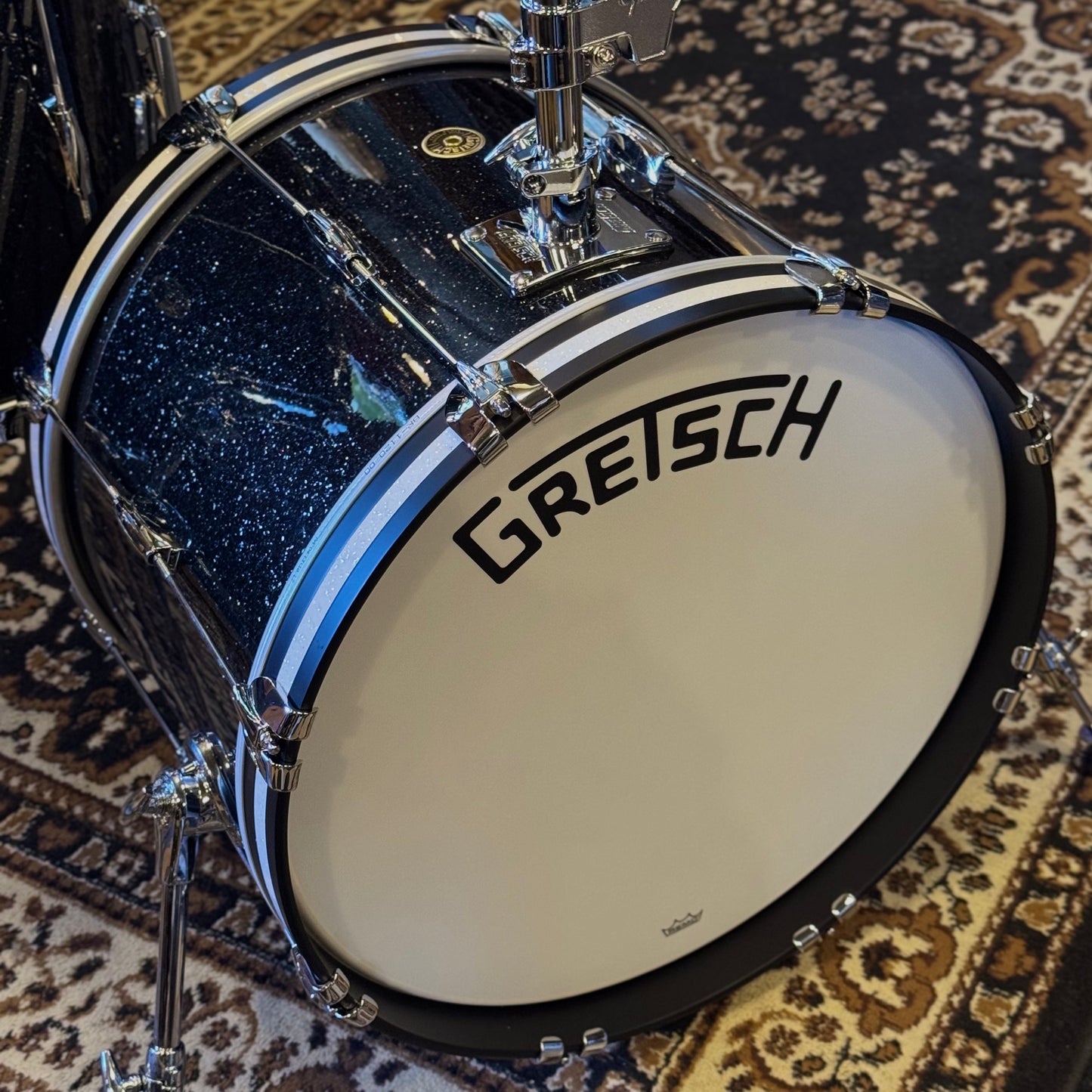 NEW Gretsch Broadkaster Heritage Build Drum Set in Black Glass Glitter w/ White Glass Glitter Hoop Inlays - 14x20, 8x12, 14x14