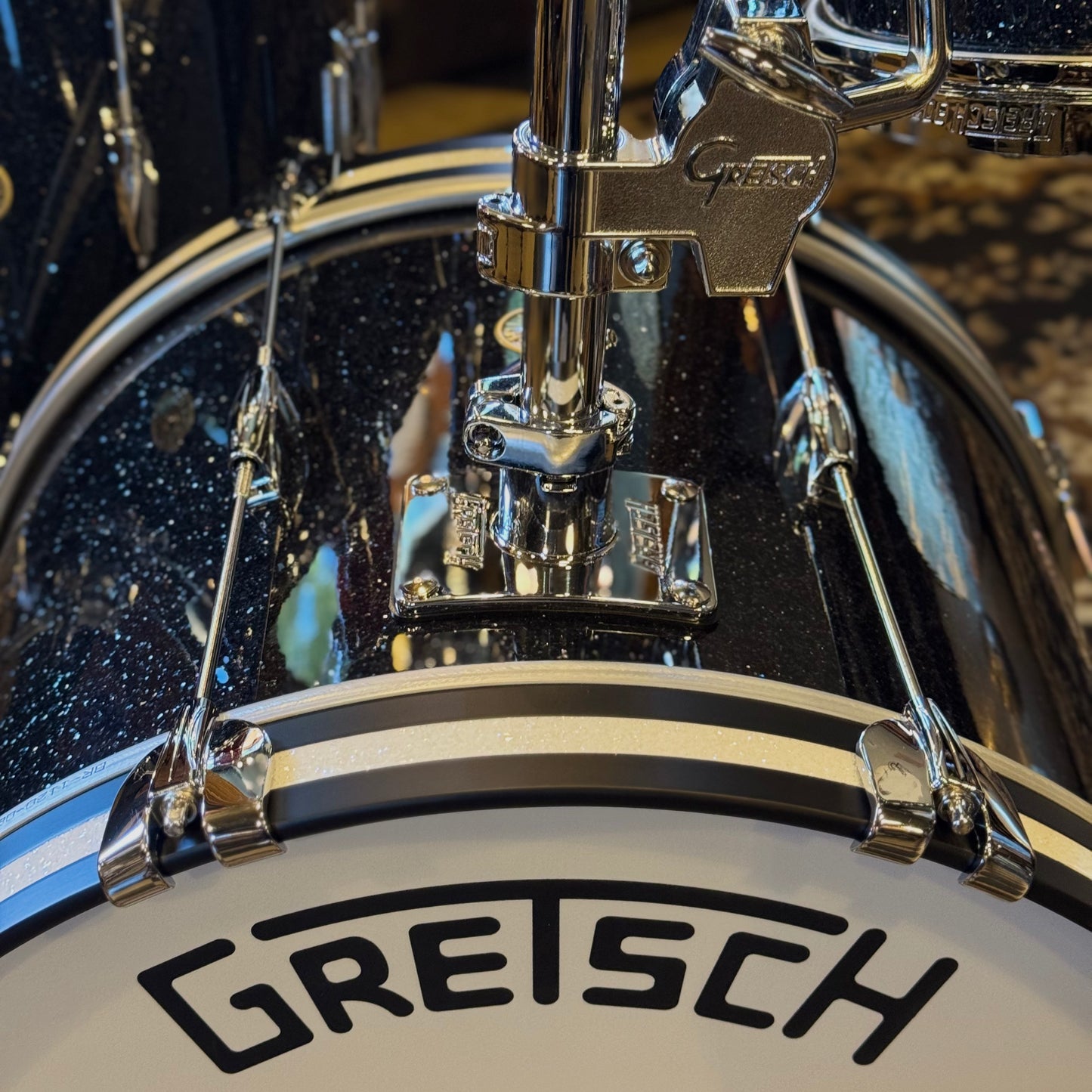 NEW Gretsch Broadkaster Heritage Build Drum Set in Black Glass Glitter w/ White Glass Glitter Hoop Inlays - 14x20, 8x12, 14x14