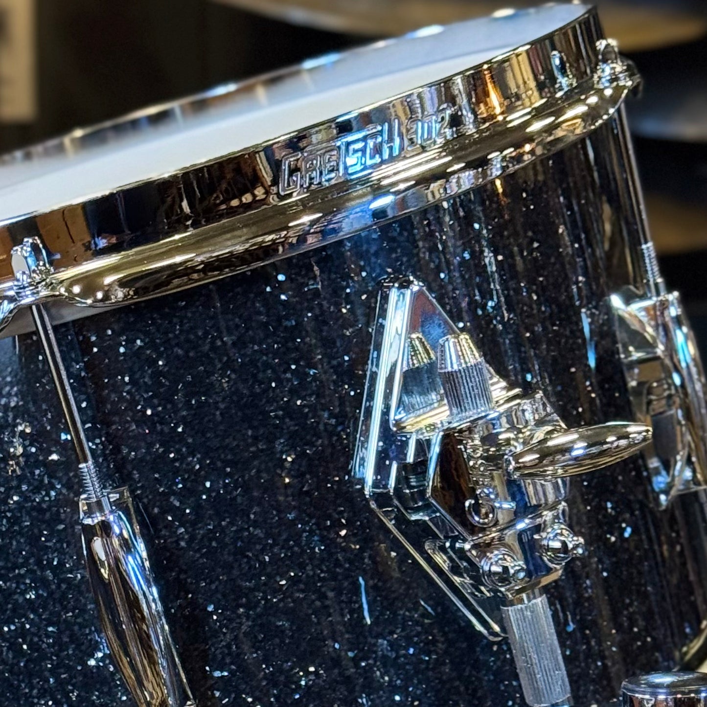 NEW Gretsch Broadkaster Heritage Build Drum Set in Black Glass Glitter w/ White Glass Glitter Hoop Inlays - 14x20, 8x12, 14x14