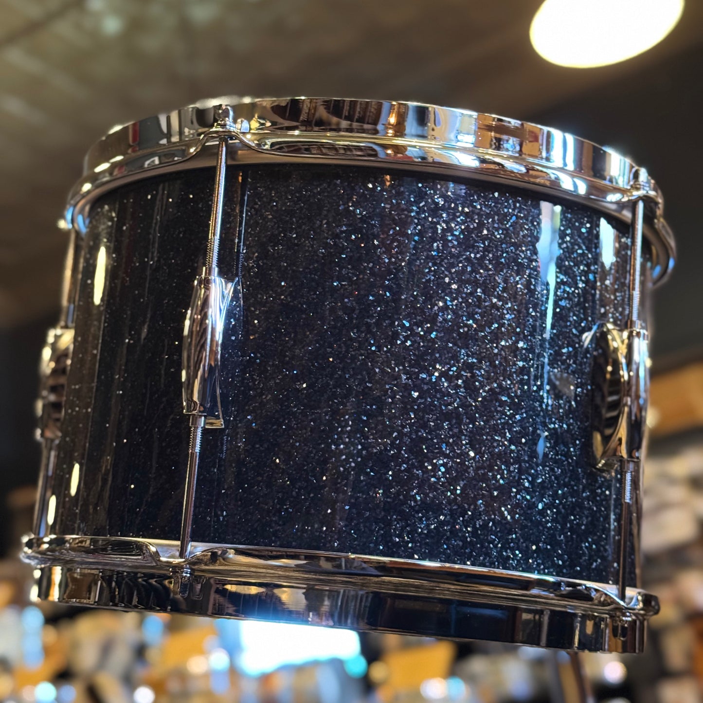 NEW Gretsch Broadkaster Heritage Build Drum Set in Black Glass Glitter w/ White Glass Glitter Hoop Inlays - 14x20, 8x12, 14x14