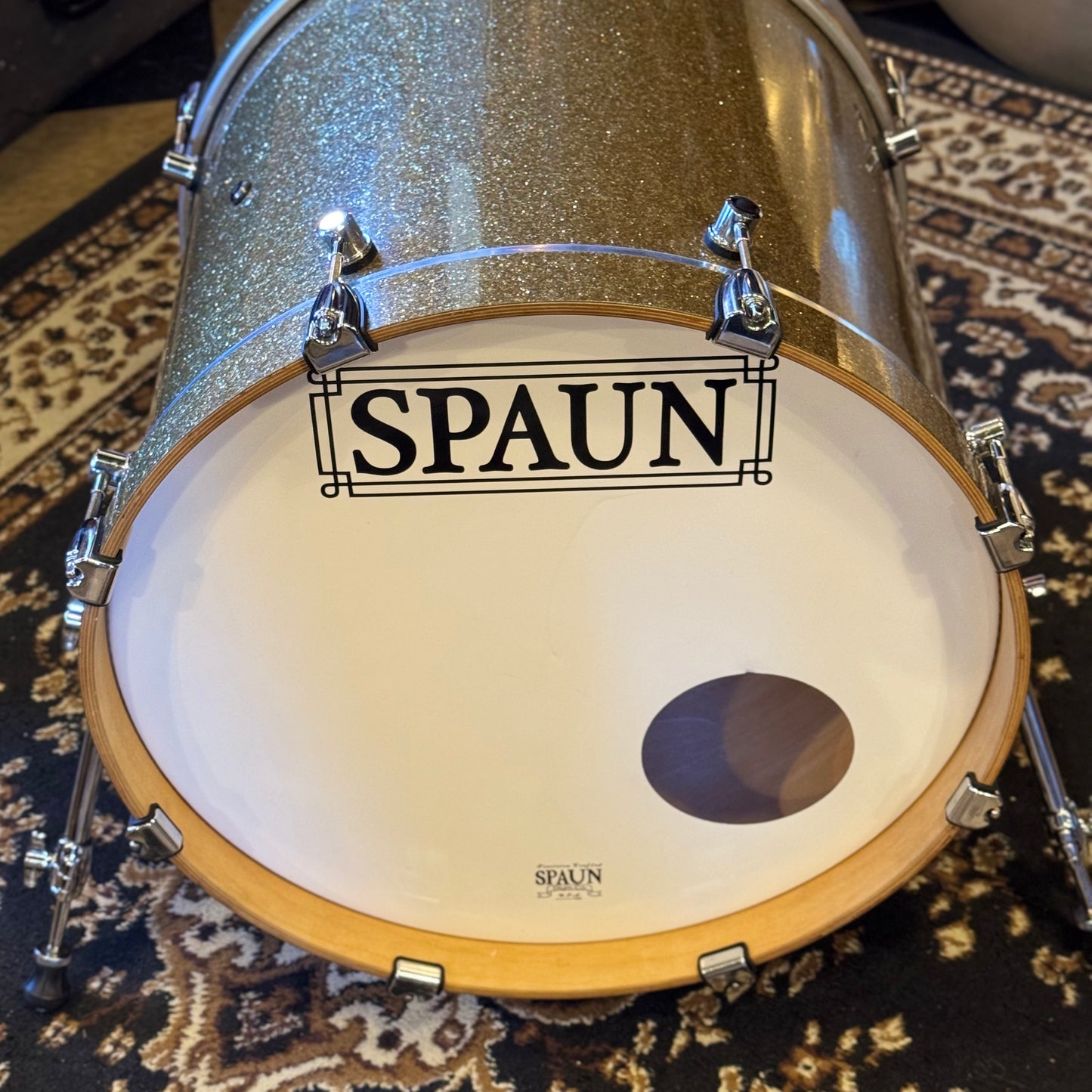 USED 2001 Spaun Drum Set in Gold Sparkle -18x20, 7x10, 8x12, 12x14, 14x16