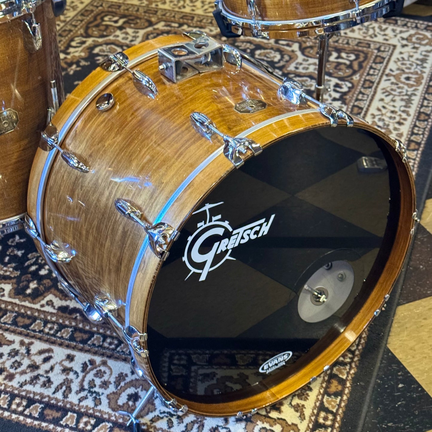 VINTAGE 1970's Gretsch Stop Sign Badge Drum Set in Antique Maple Gloss - 14x22, 9x13, 16x16