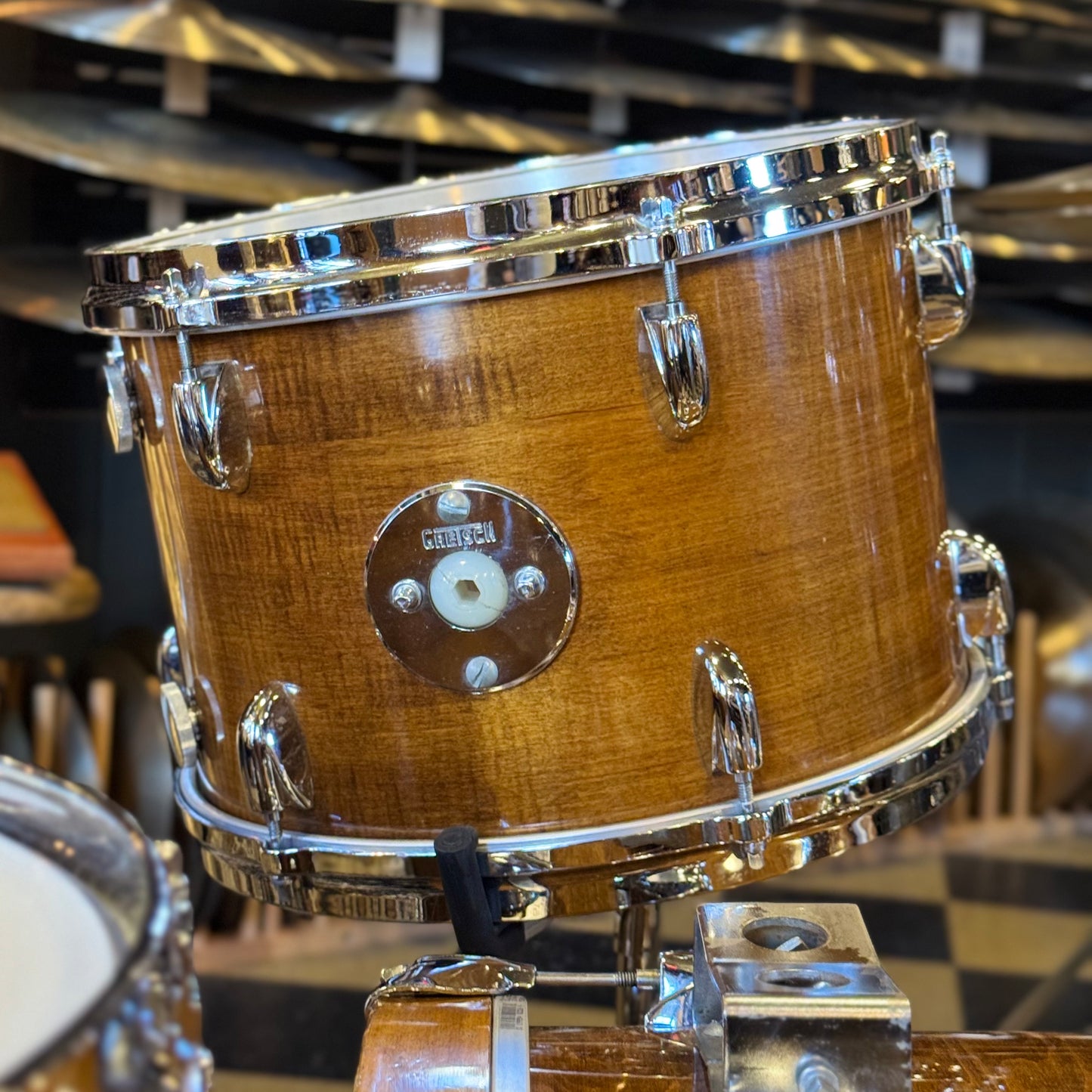 VINTAGE 1970's Gretsch Stop Sign Badge Drum Set in Antique Maple Gloss - 14x22, 9x13, 16x16